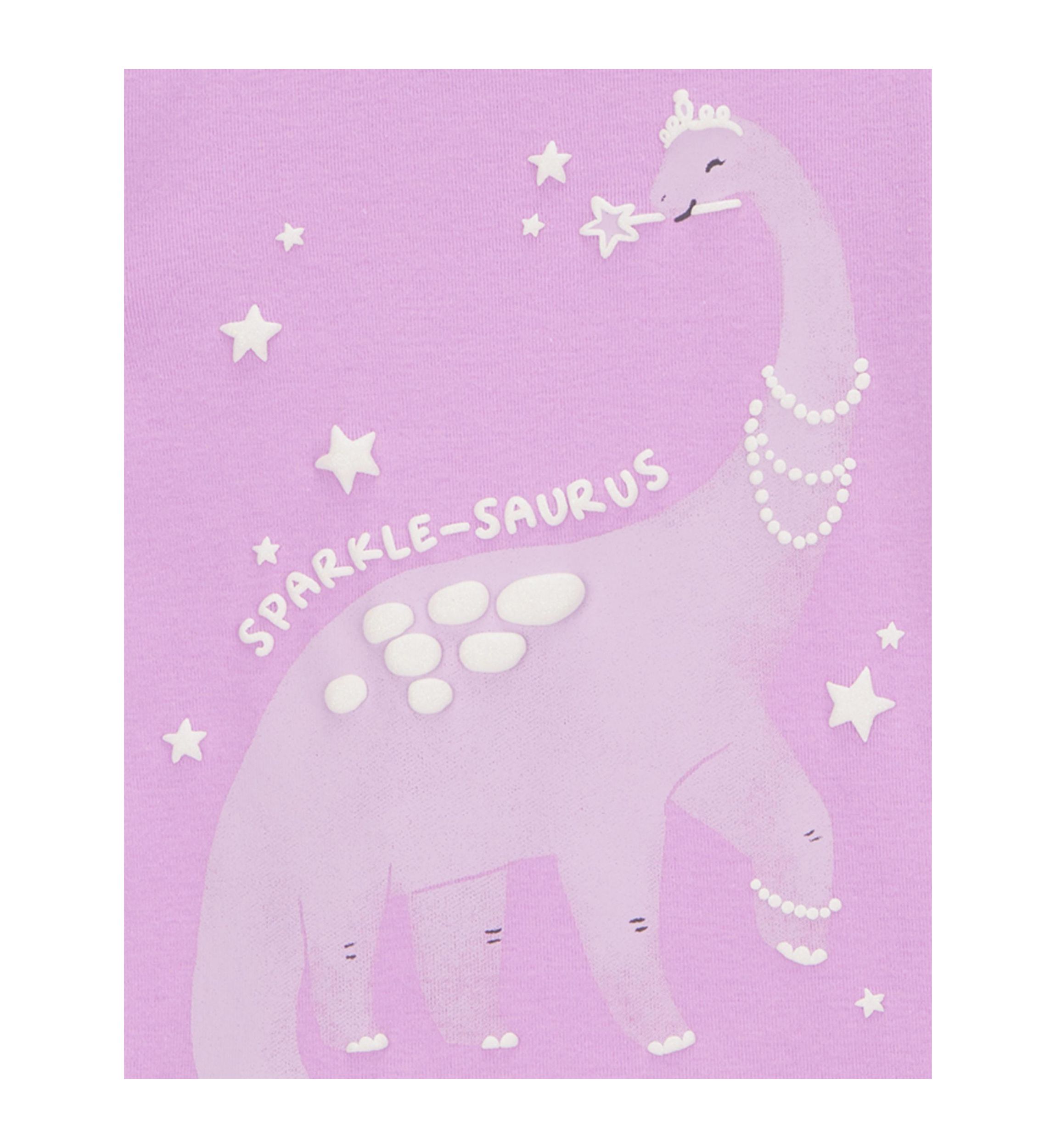 Toddler Girls Dinosaur Printed 4 Piece Pajama Set