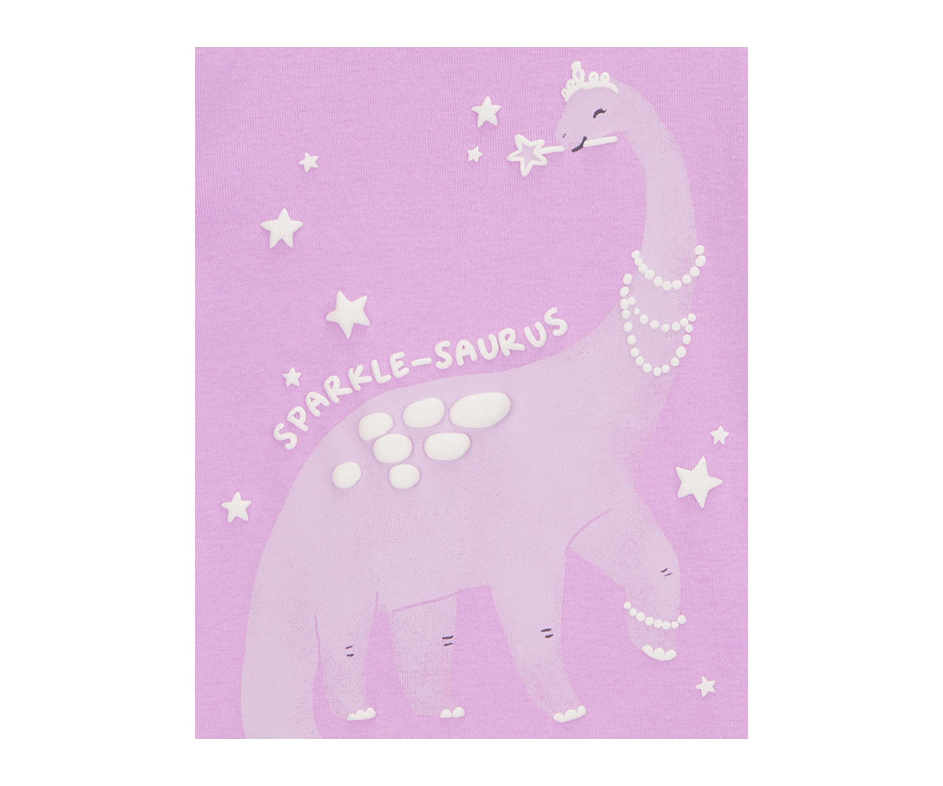 Toddler Girls Dinosaur Printed 4 Piece Pajama Set
