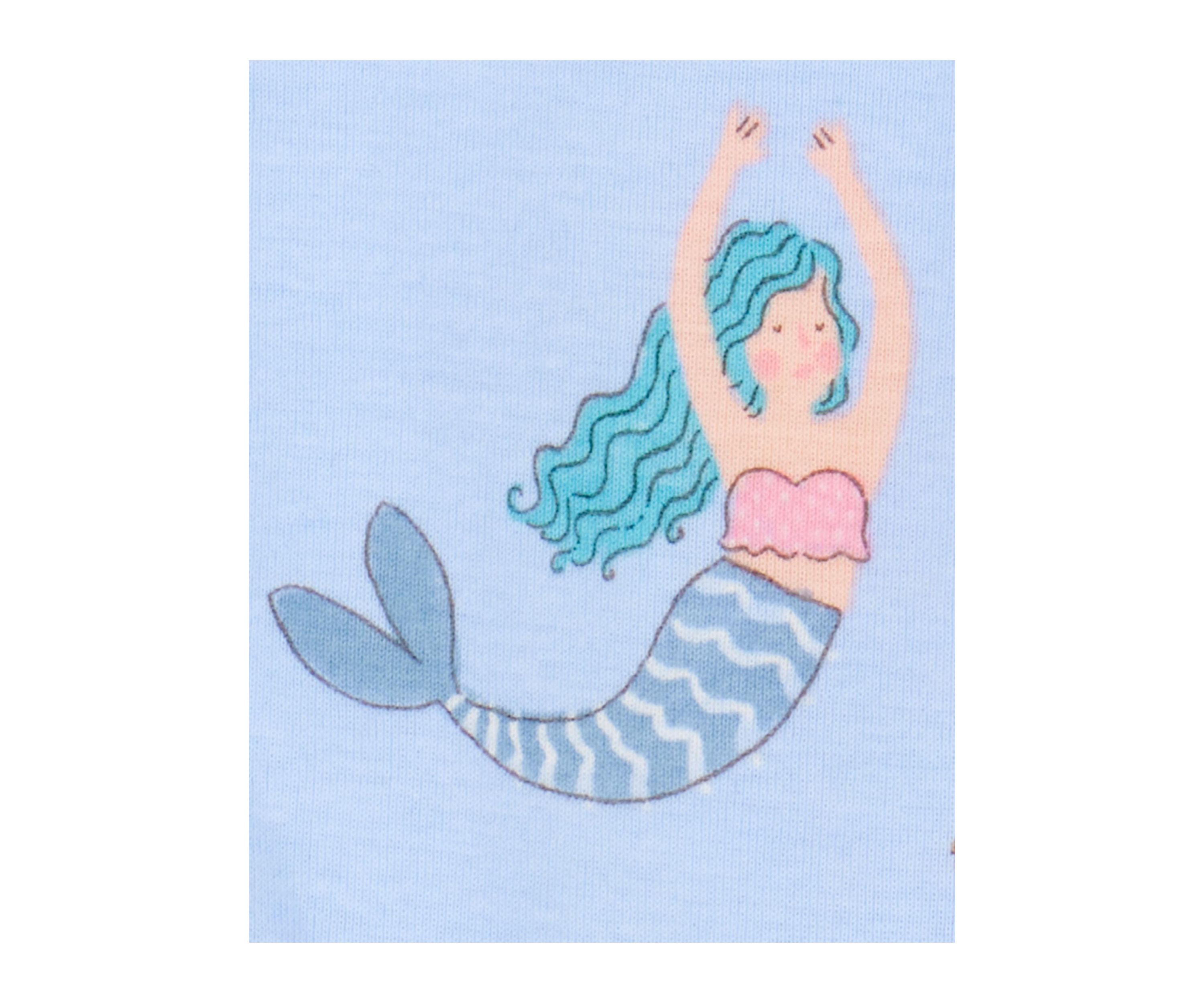 Toddler Girls Mermaid Printed 4 Piece Pajama Set