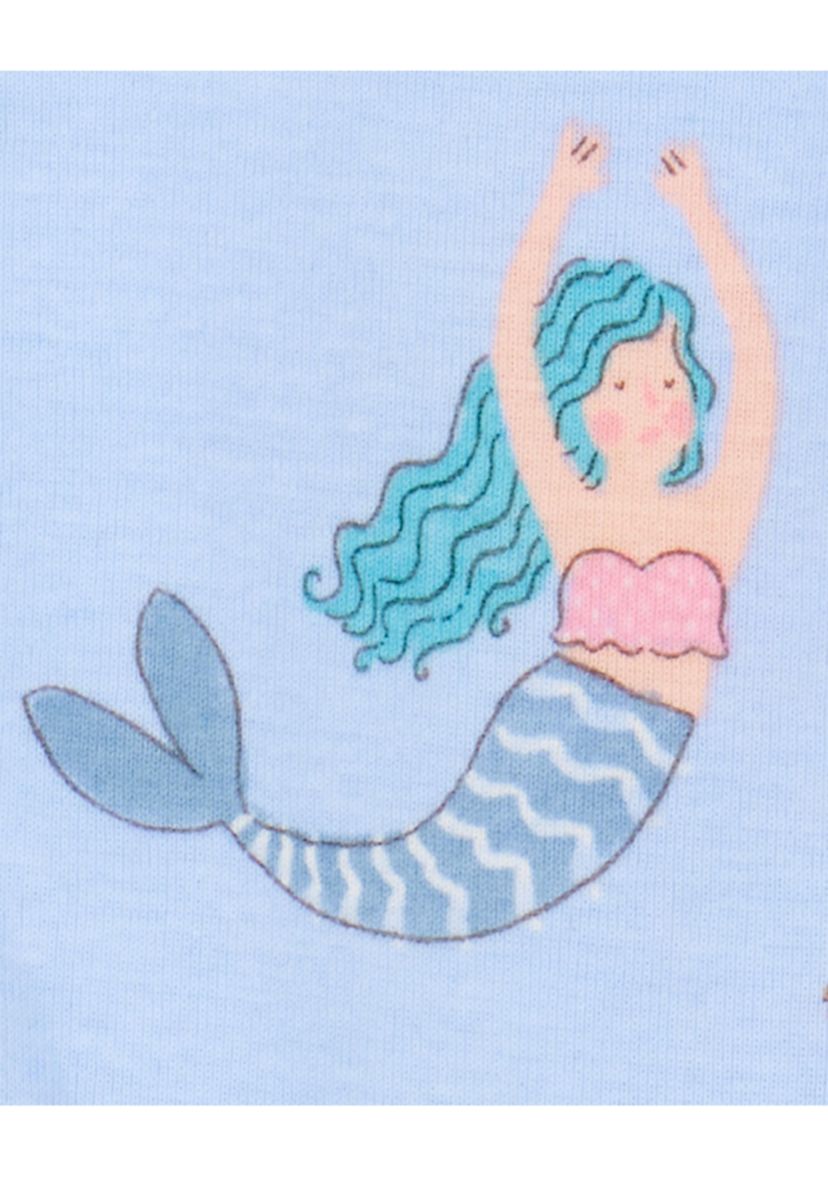 Toddler Girls Mermaid Printed 4 Piece Pajama Set