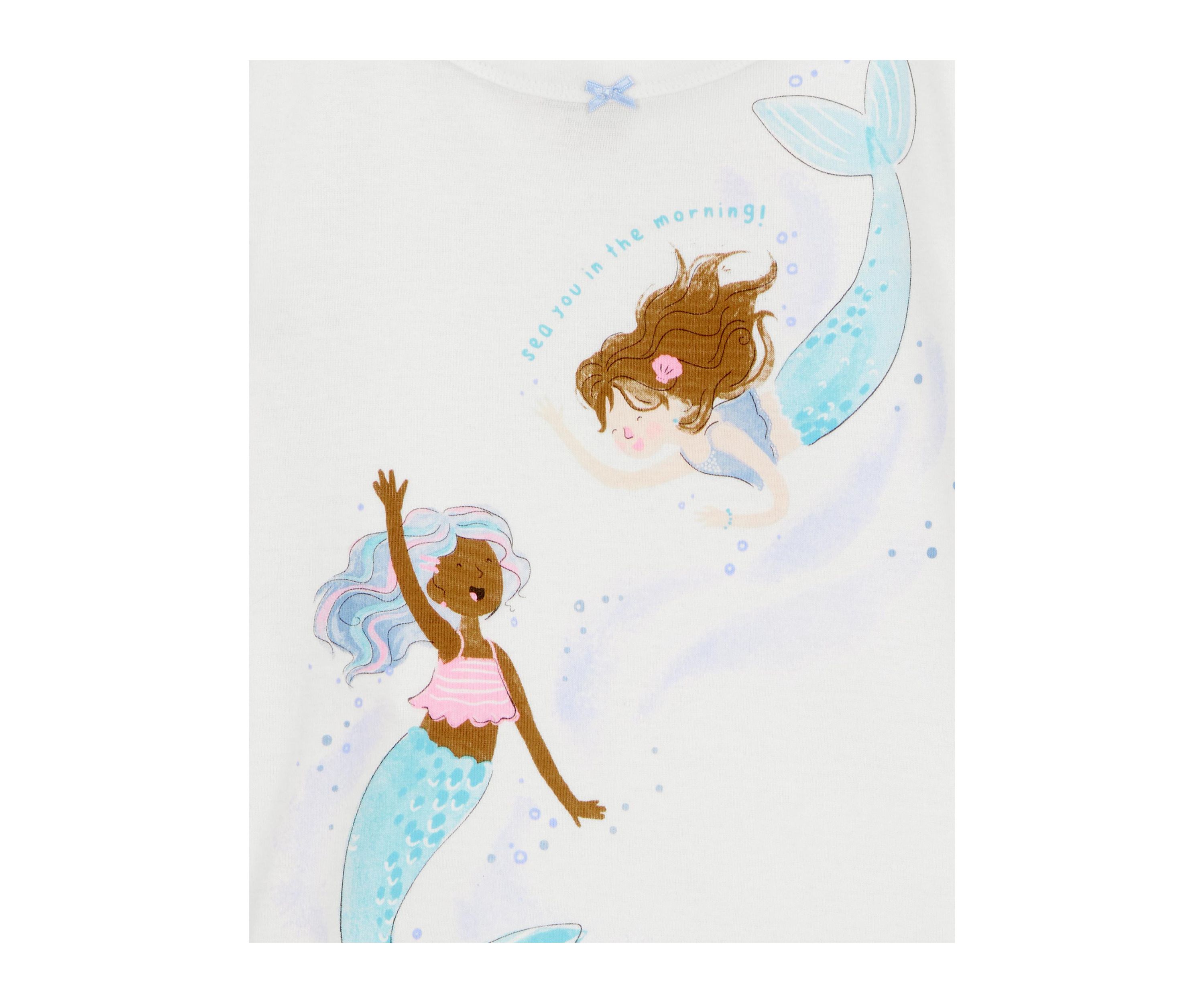 Toddler Girls Mermaid Printed 4 Piece Pajama Set