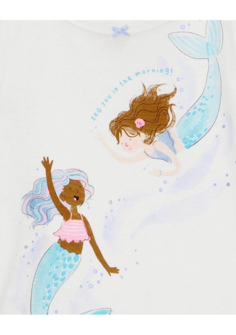Toddler Girls Mermaid Printed 4 Piece Pajama Set