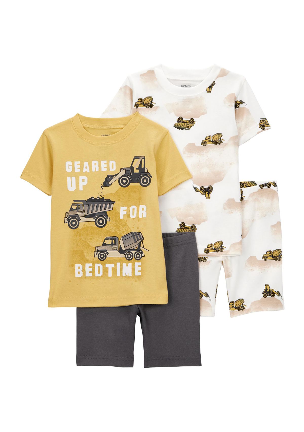 Toddler Boys Construction Printed 4 Piece Pajama Set