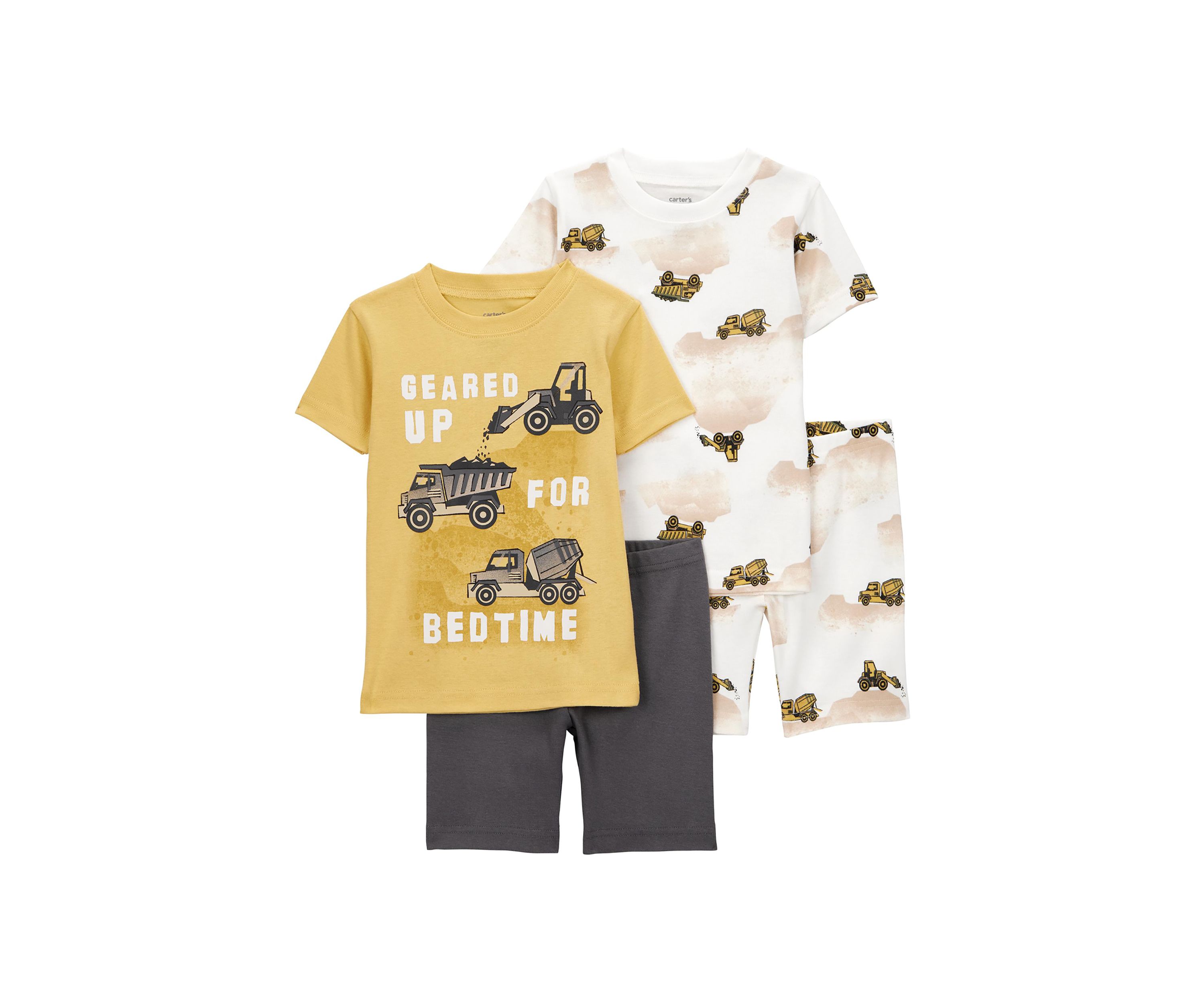 Toddler Boys Construction Printed 4 Piece Pajama Set