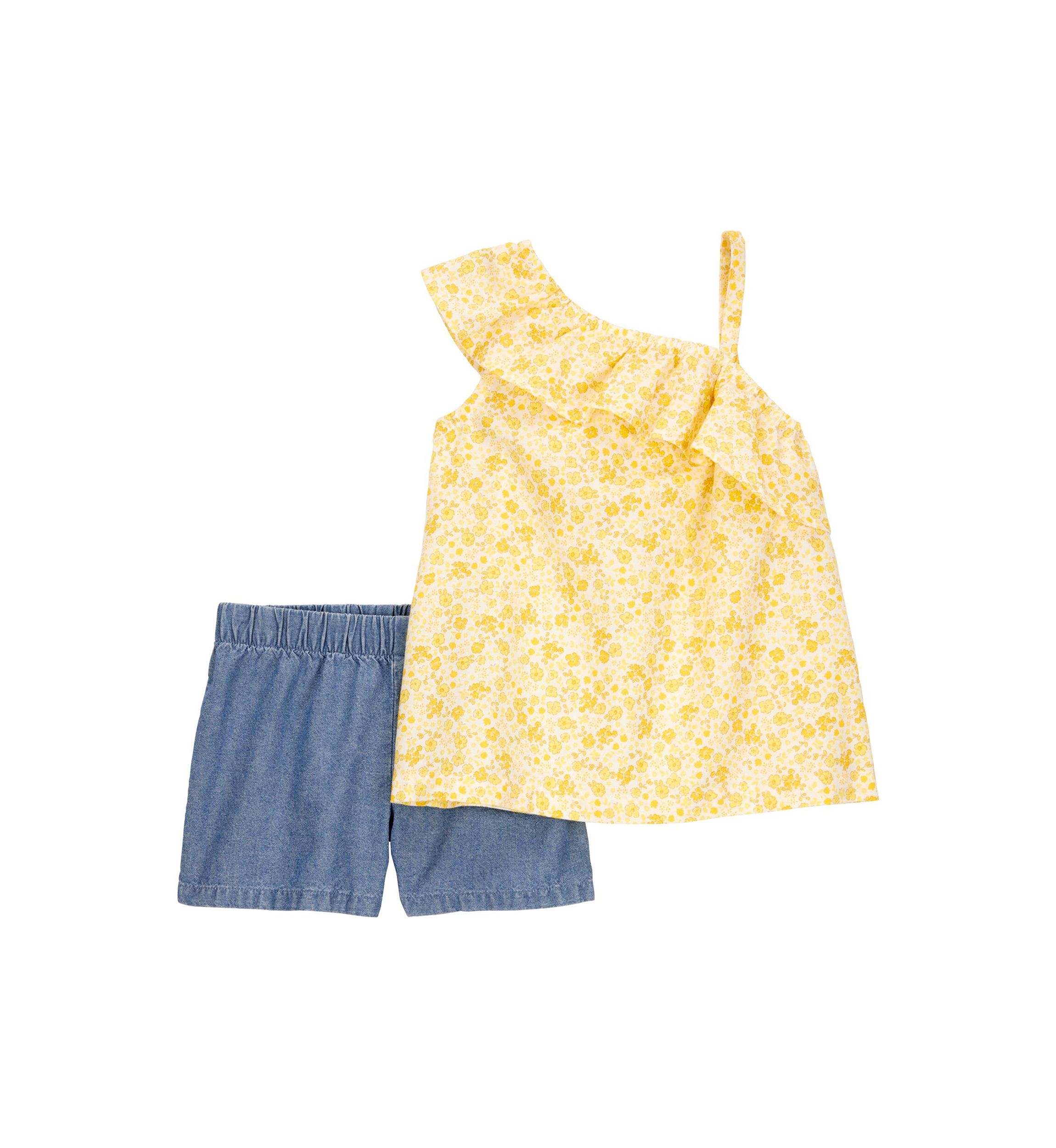 Toddler Girls Floral Printed Top and Shorts Set