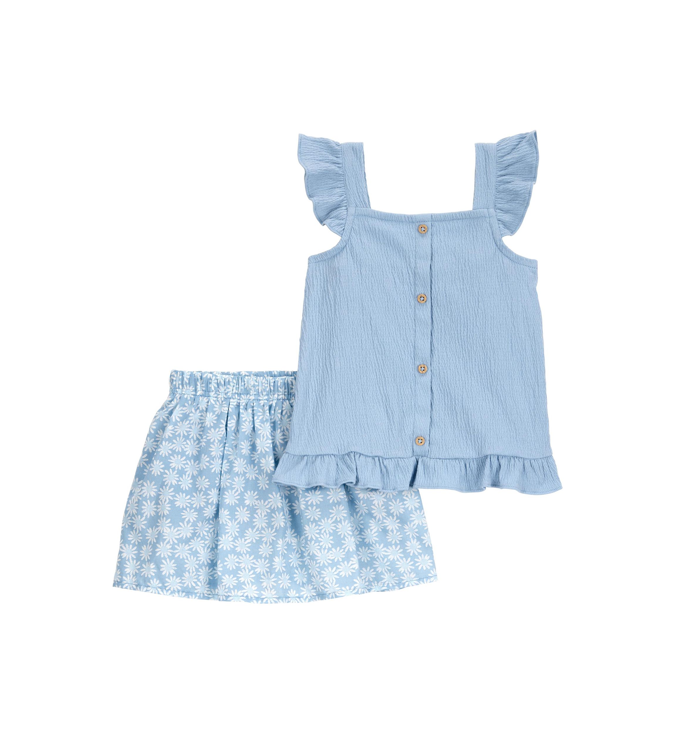 Toddler Girls Flutter Tank Top and Skort Set