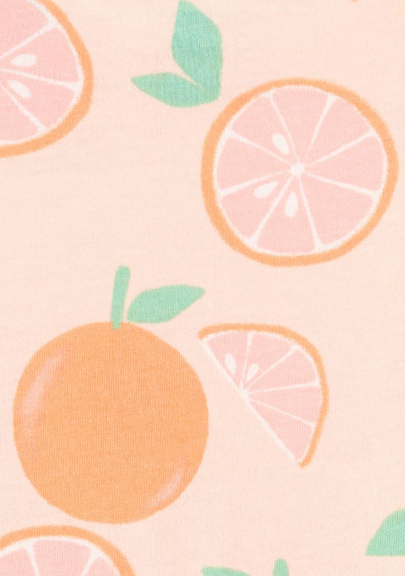 Toddler Girls Short Sleeve Orange Print Dress