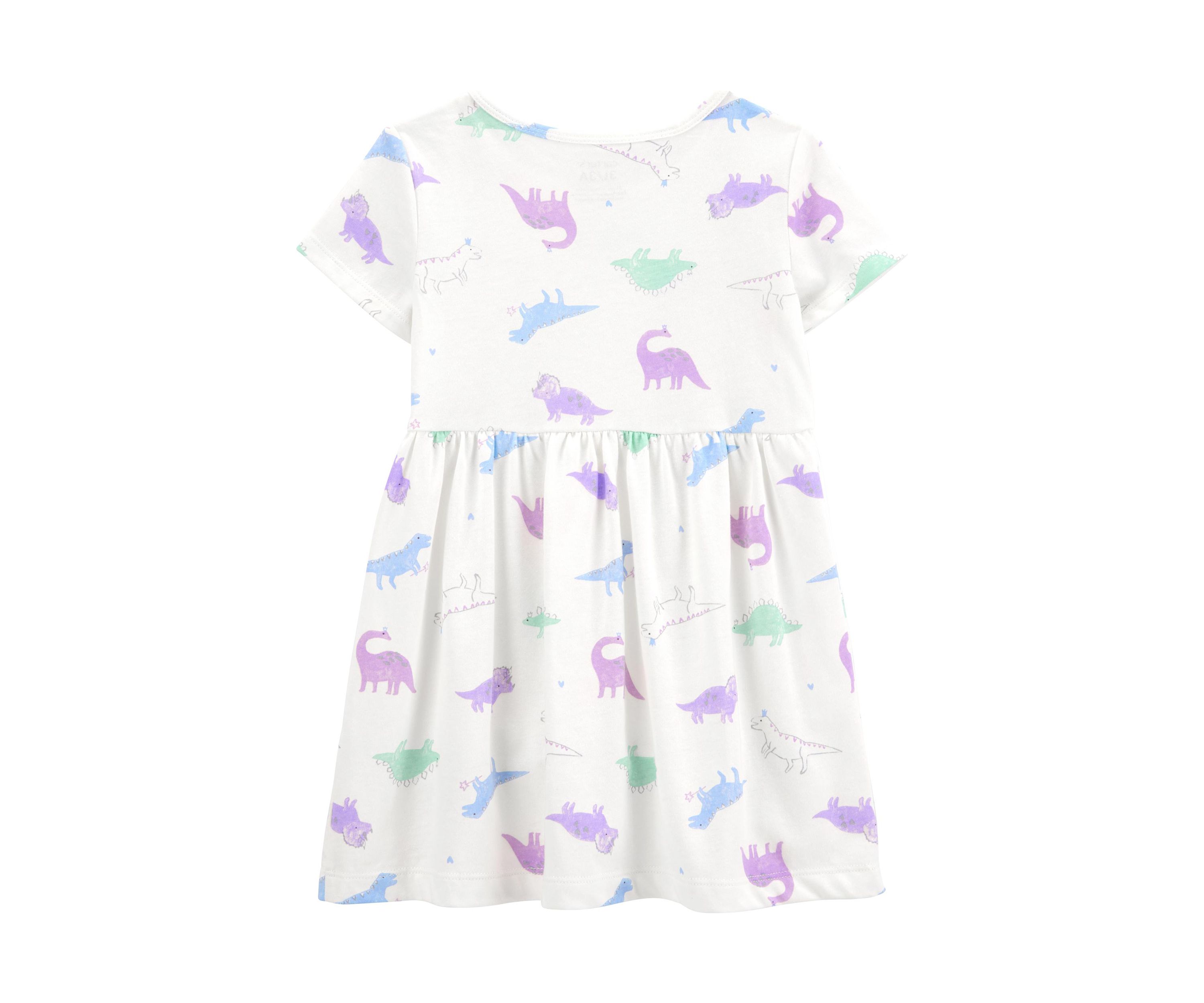 Toddler Girls Short Sleeve Dinosaur Print Dress