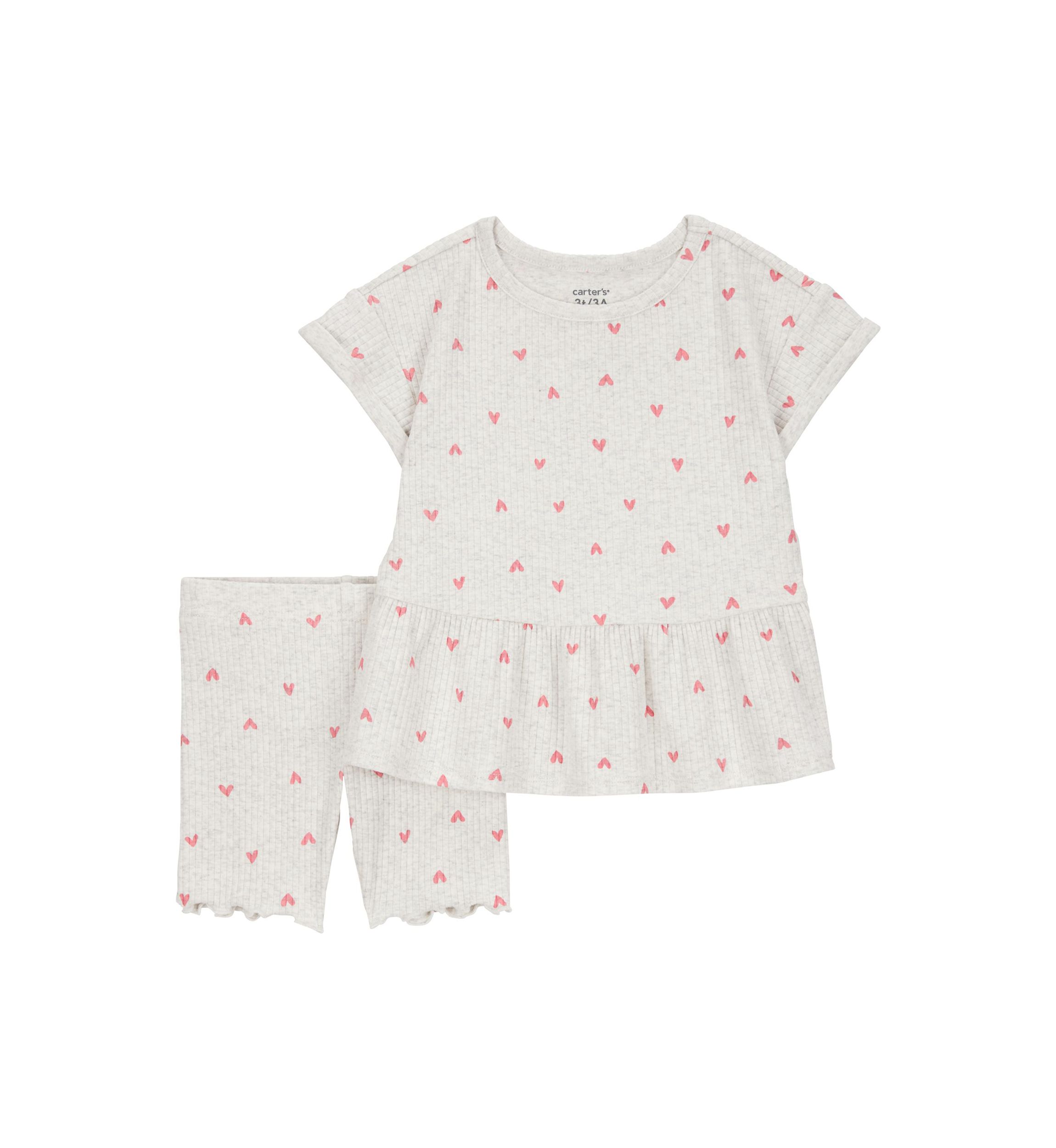 Toddler Girls Heart Printed Top and Shorts Set