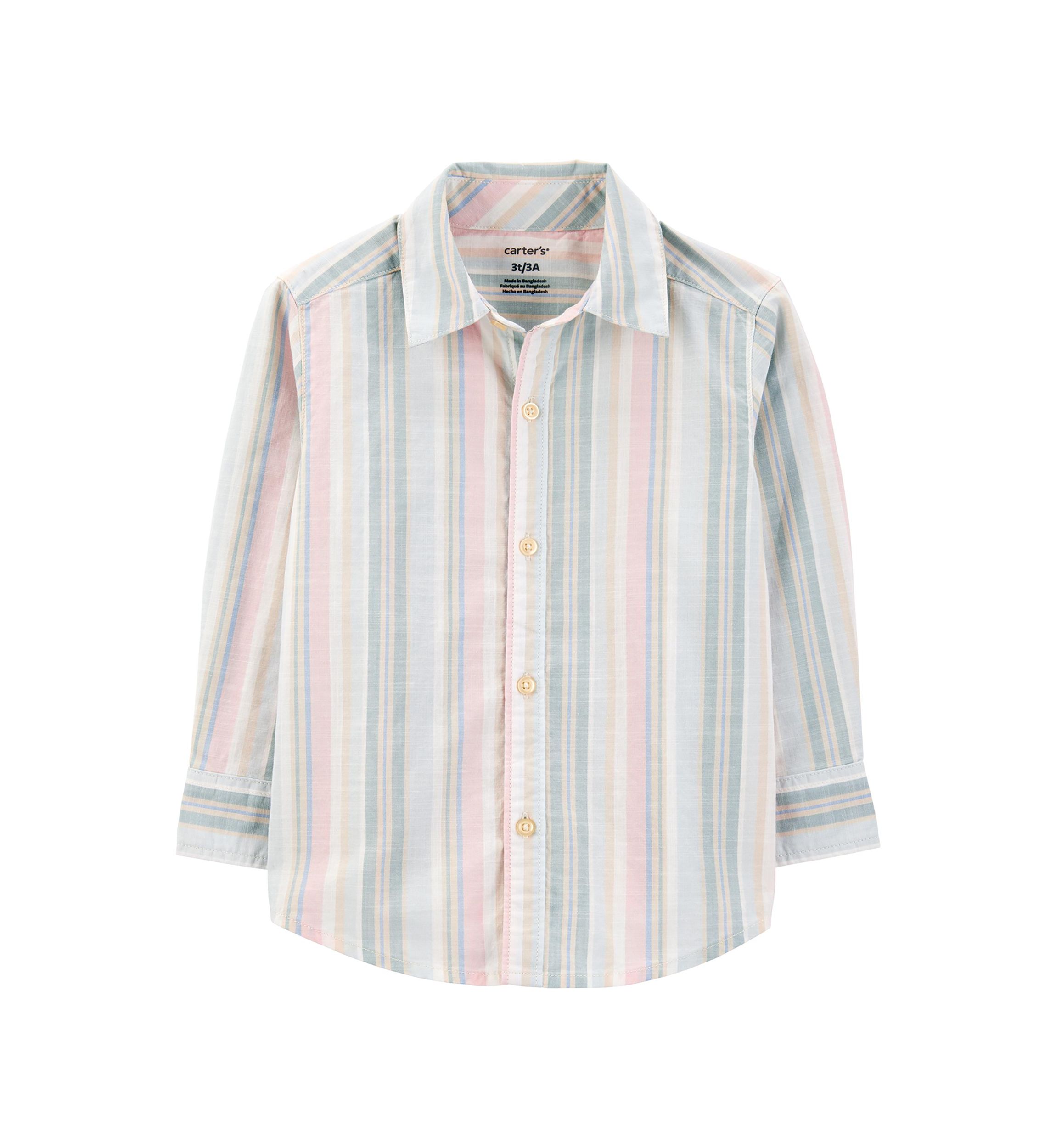 Toddler Boys Variegated Stripe Button Down Shirt