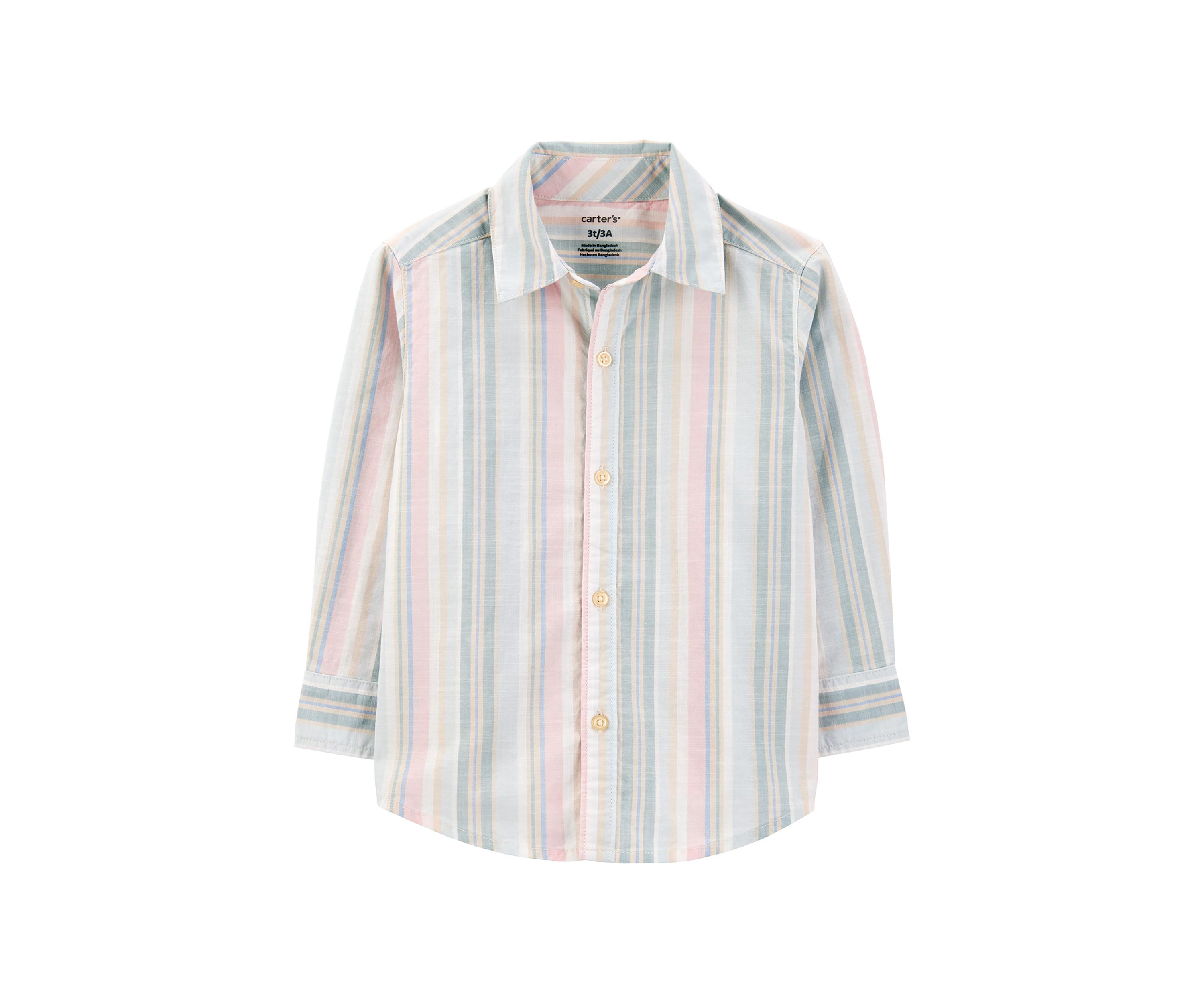 Toddler Boys Variegated Stripe Button Down Shirt