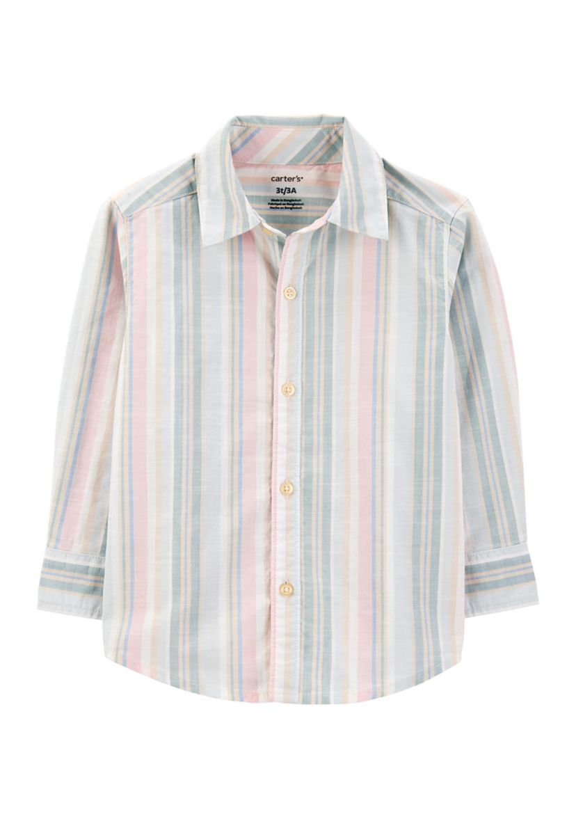 Toddler Boys Variegated Stripe Button Down Shirt