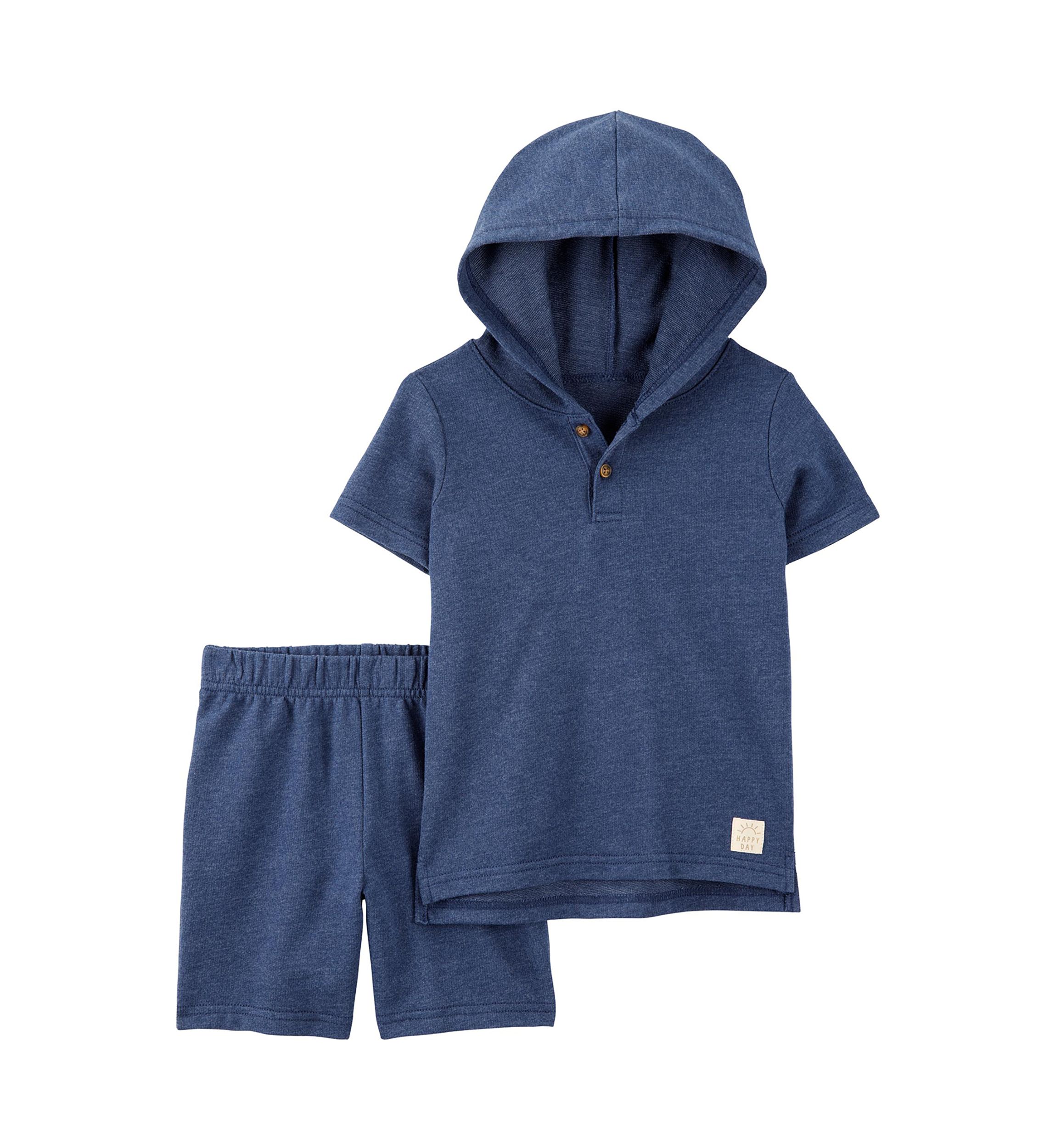 Toddler Boys Hooded T-Shirt and Shorts Set