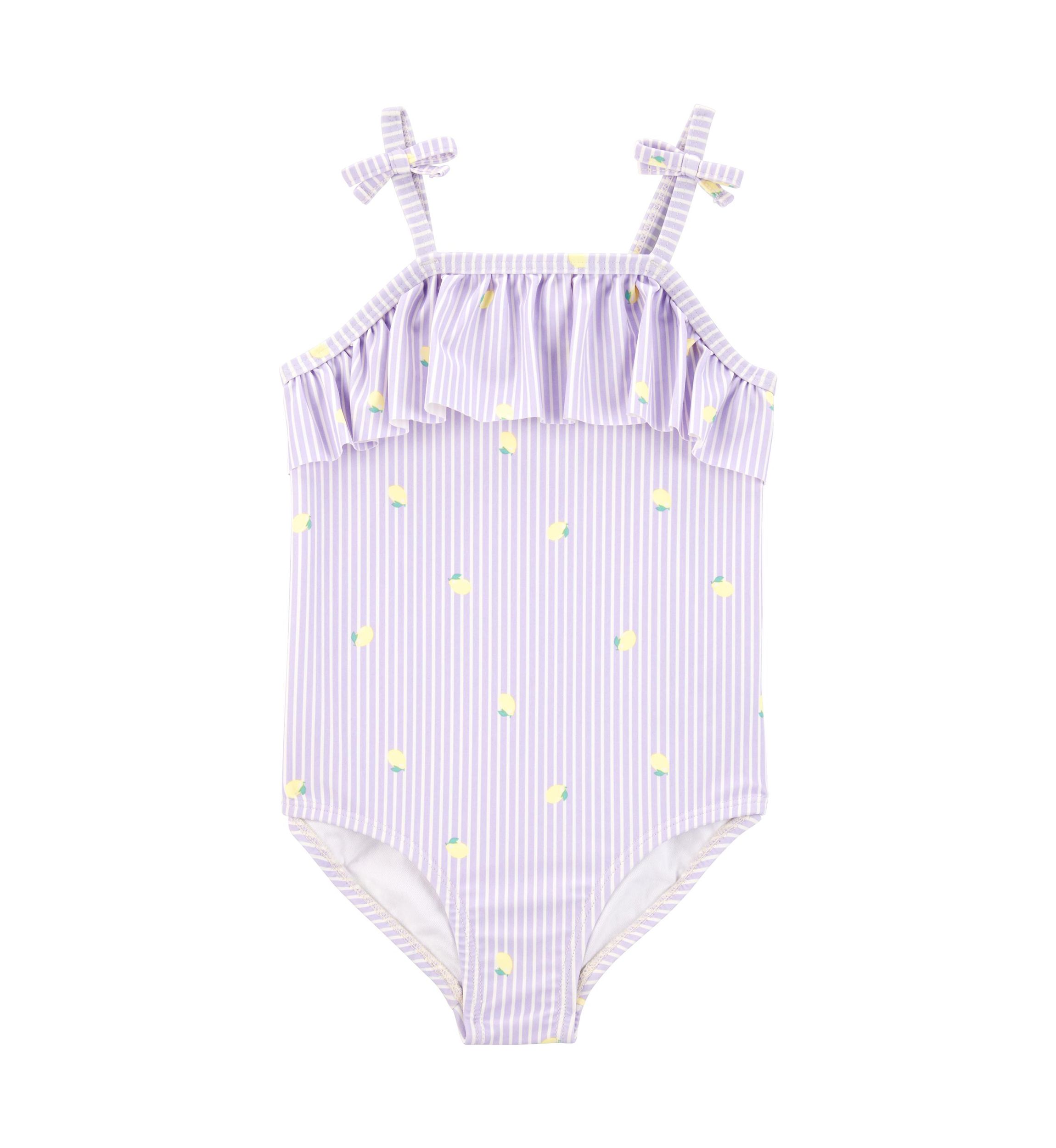 Toddler Girls Lemon Striped One Piece Swimsuit