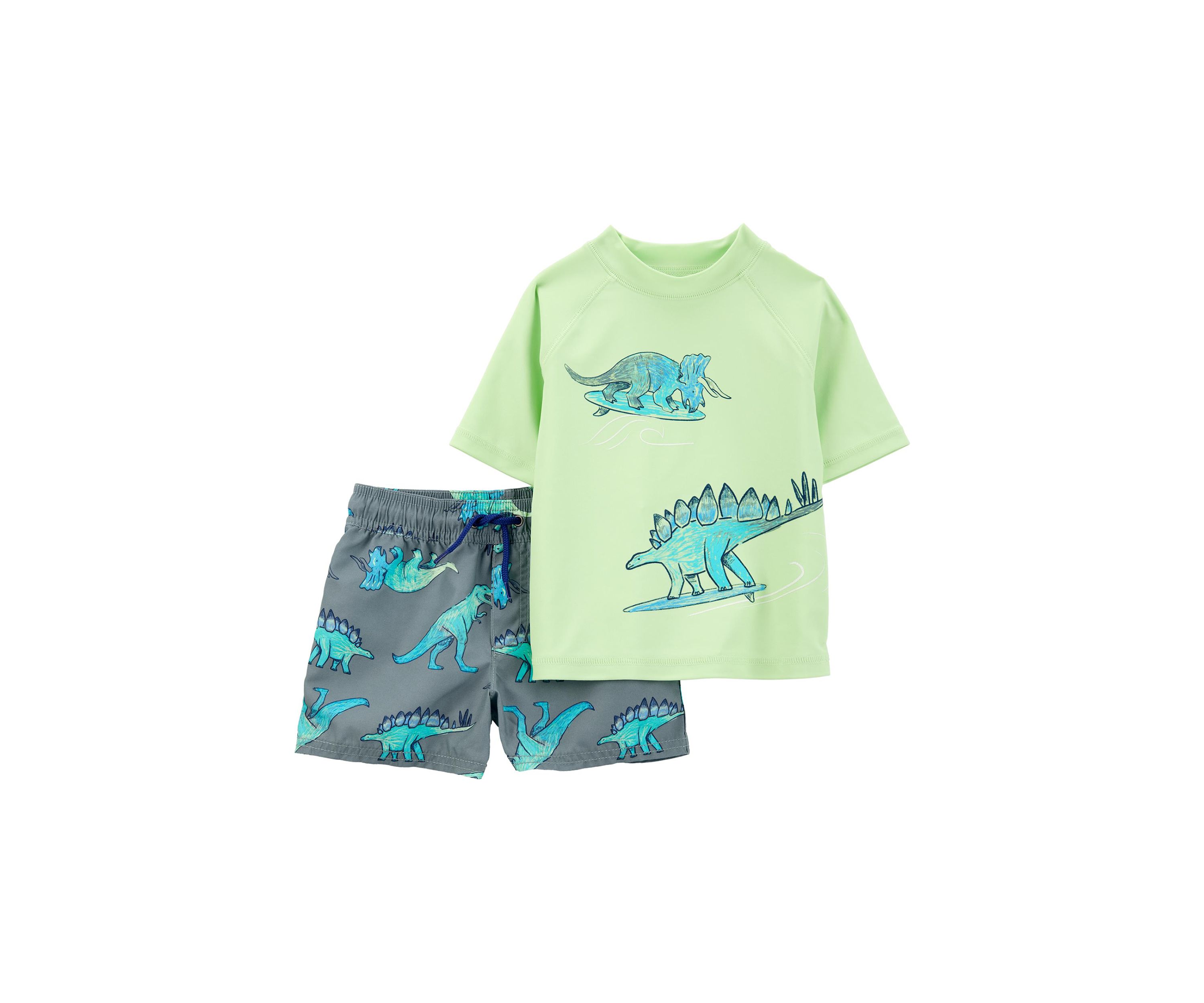 Toddler Boys 2 Piece Short Sleeve Rash Guard Swim Set 