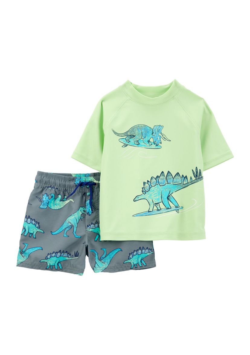 Toddler Boys 2 Piece Short Sleeve Rash Guard Swim Set 