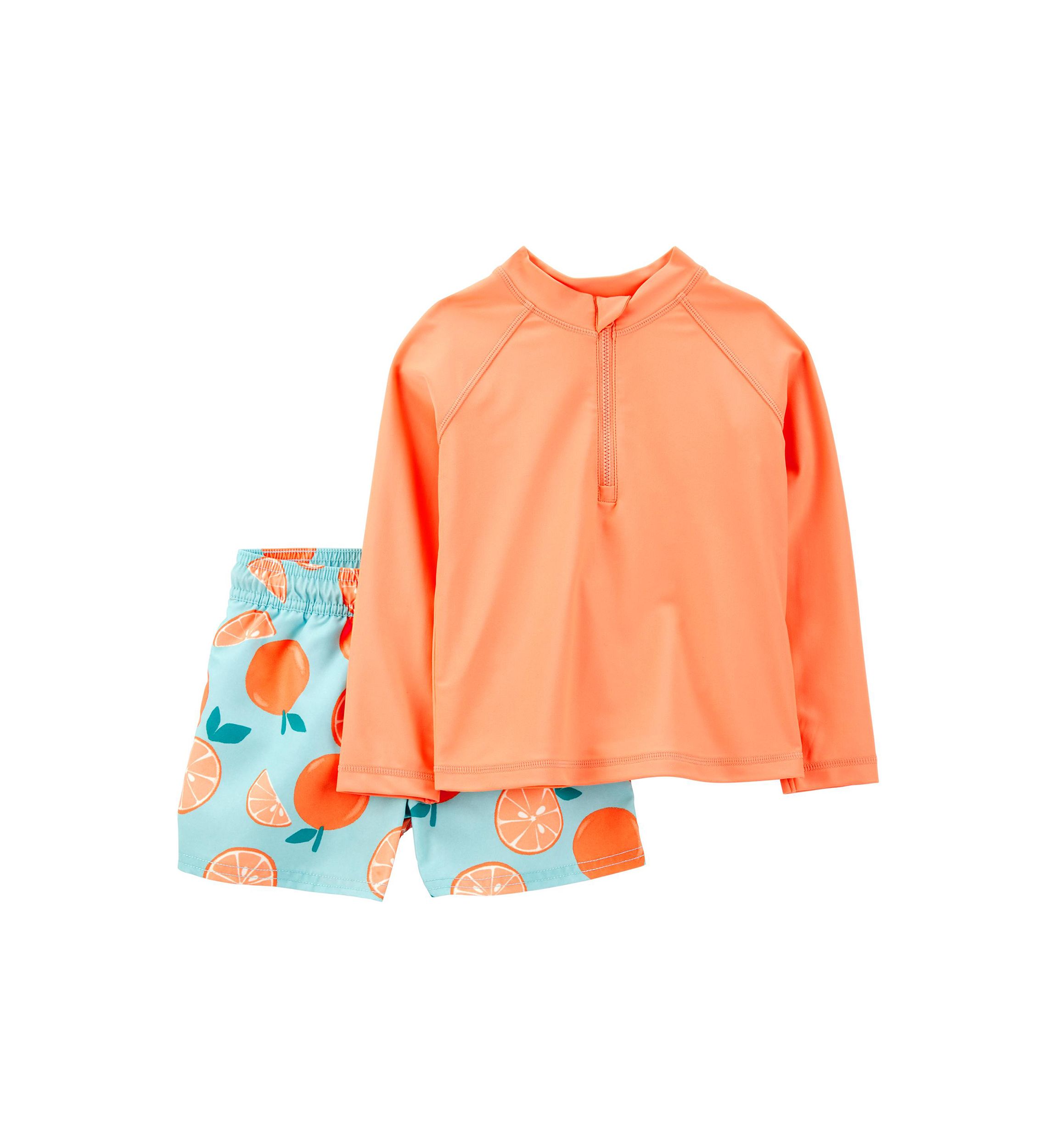 Toddler Boys 2 Piece Long Sleeve Rash Guard Set 