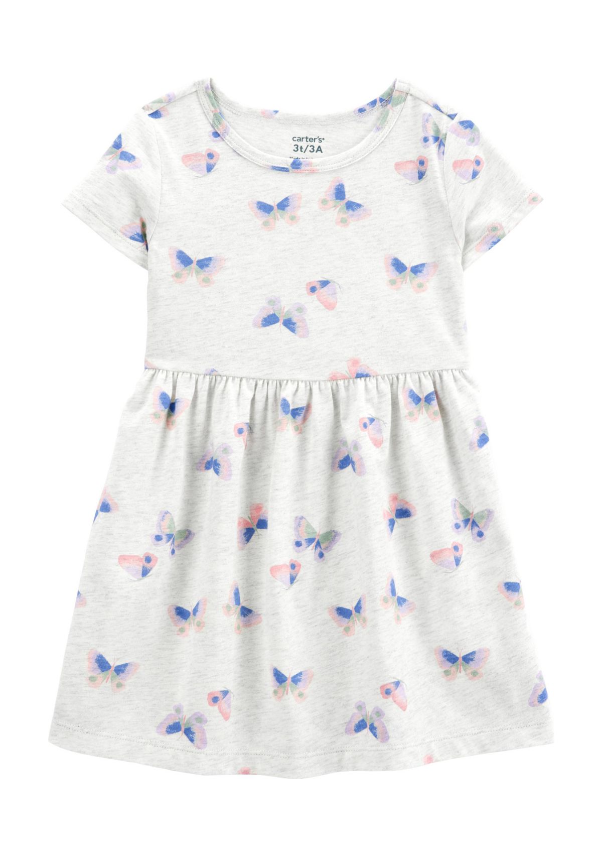 Toddler Girls Short Sleeve Butterfly Print Dress