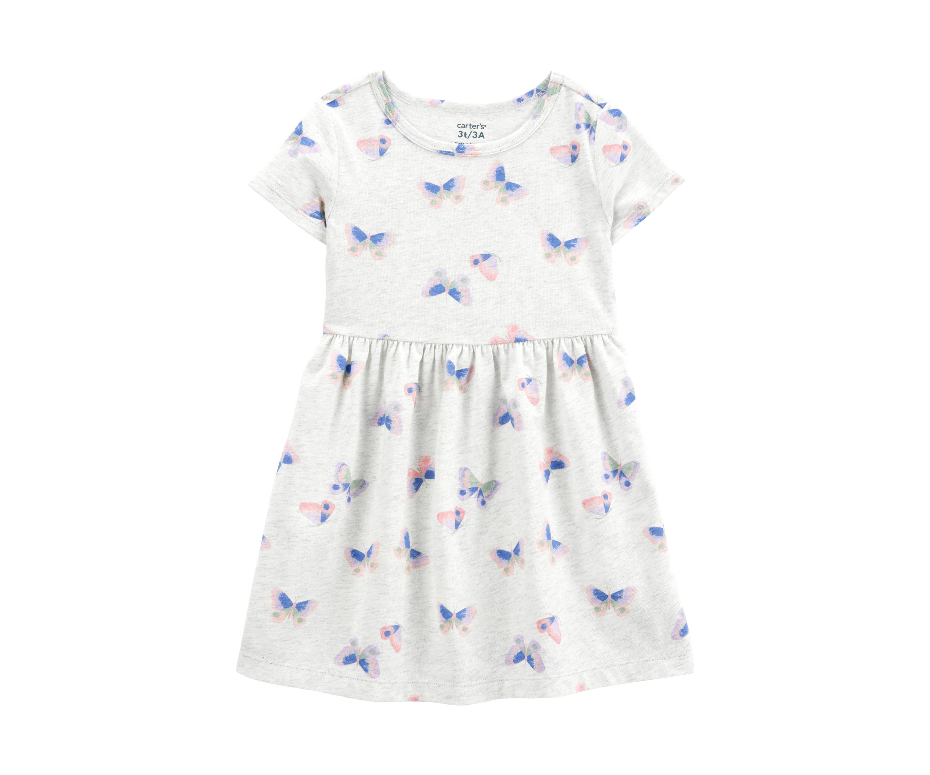 Toddler Girls Short Sleeve Butterfly Print Dress
