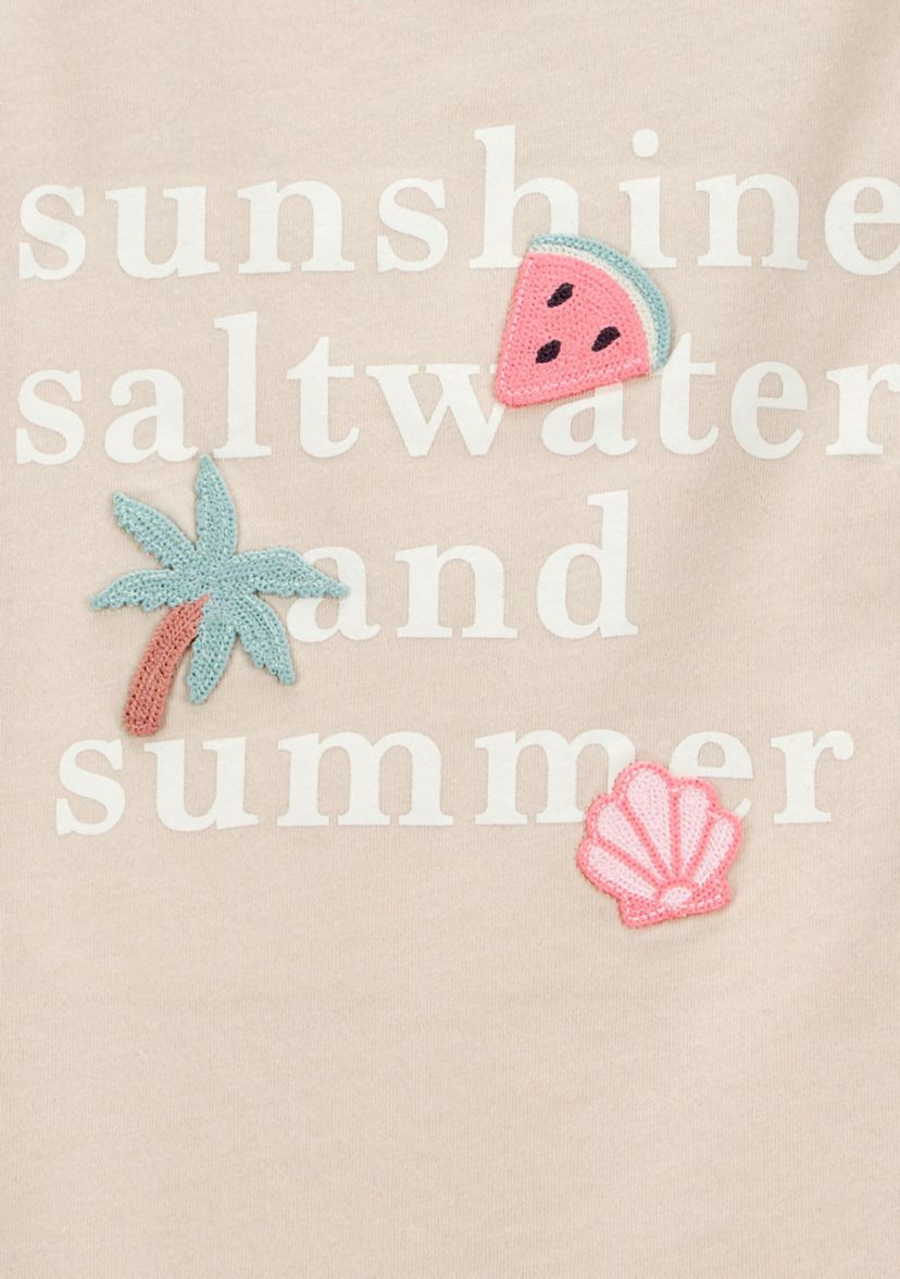 Toddler Girls Summer Slogan Graphic T-Shirt