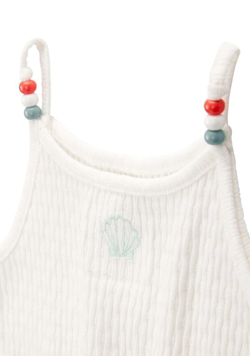 Toddler Girls Ribbed Seashell Printed Tank Top