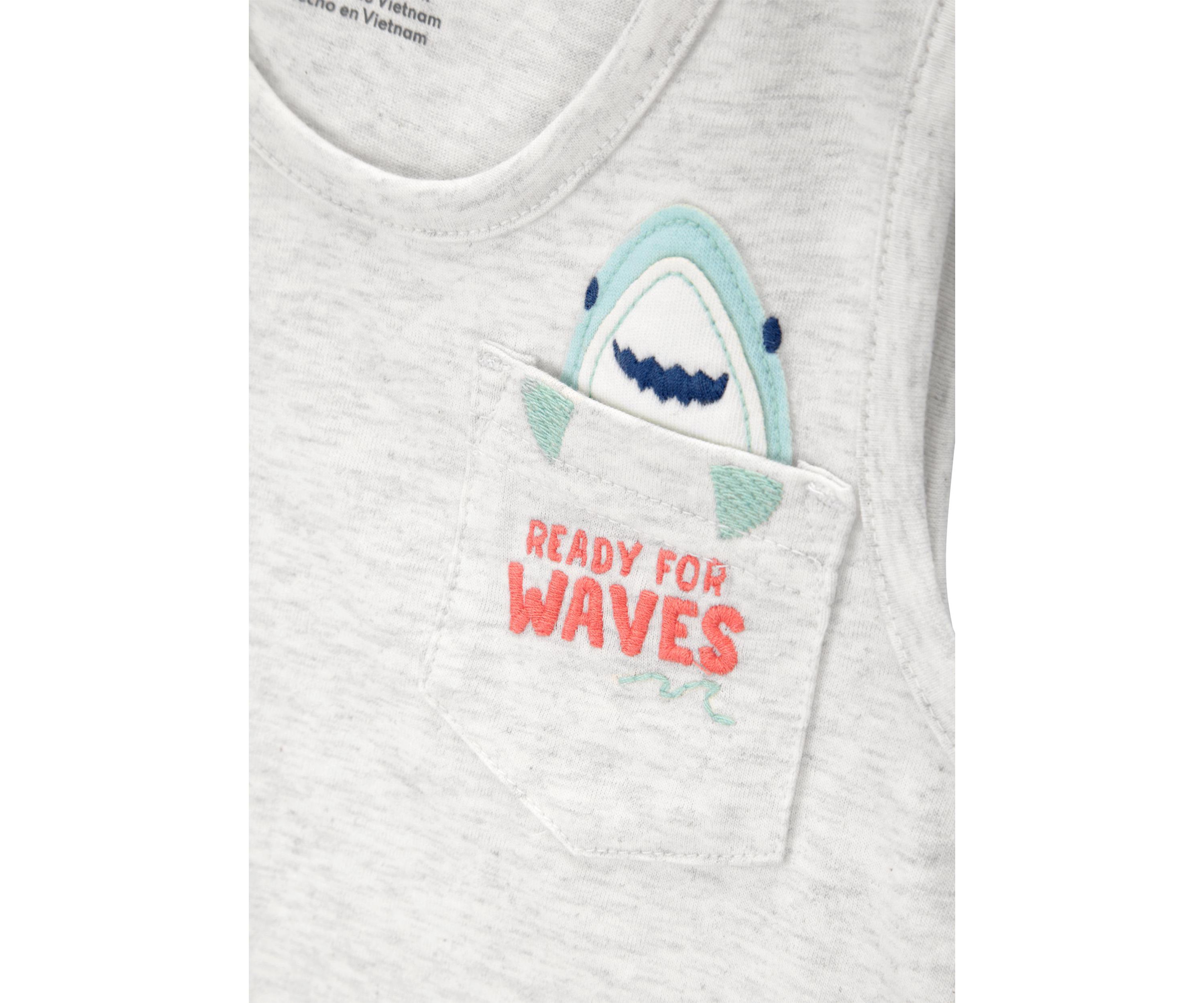Toddler Boys Shark Pocket Shirt and Printed Shorts Set