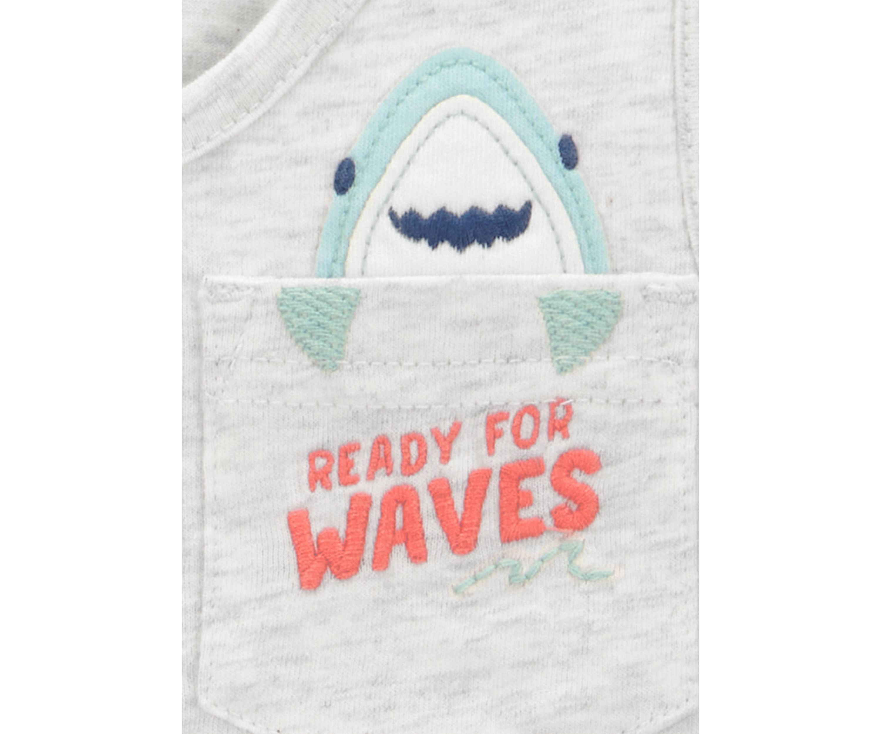 Toddler Boys Shark Pocket Shirt and Printed Shorts Set