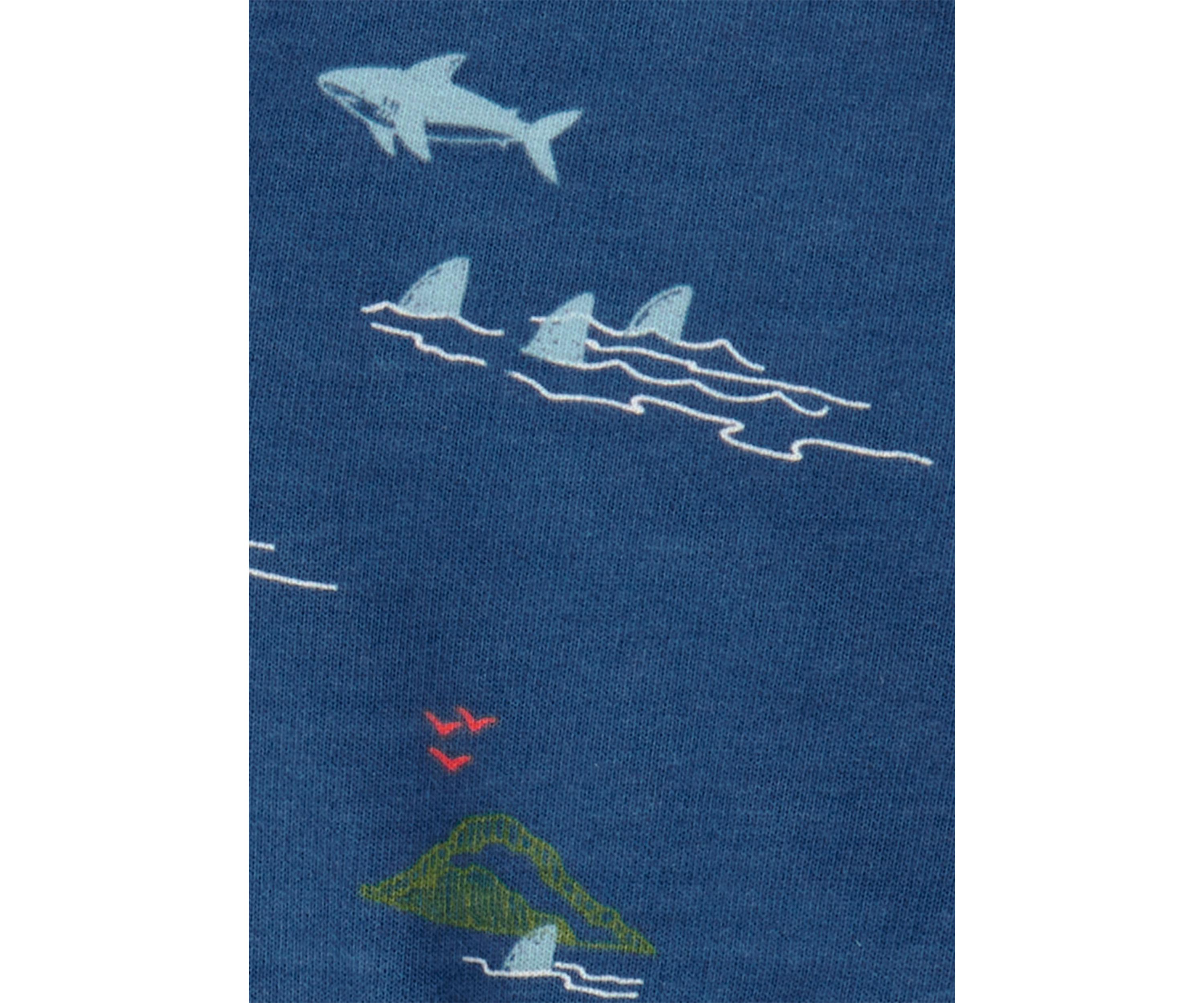 Toddler Boys Shark Pocket Shirt and Printed Shorts Set