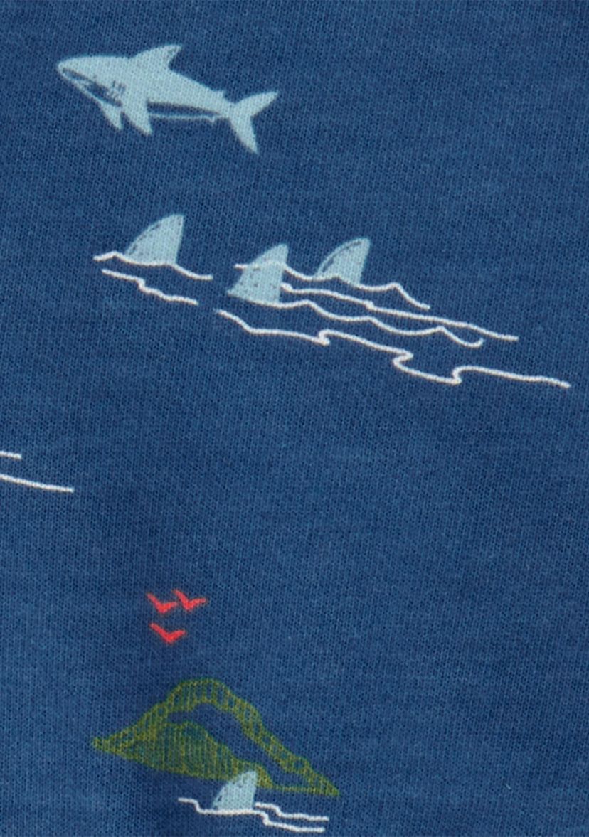 Toddler Boys Shark Pocket Shirt and Printed Shorts Set