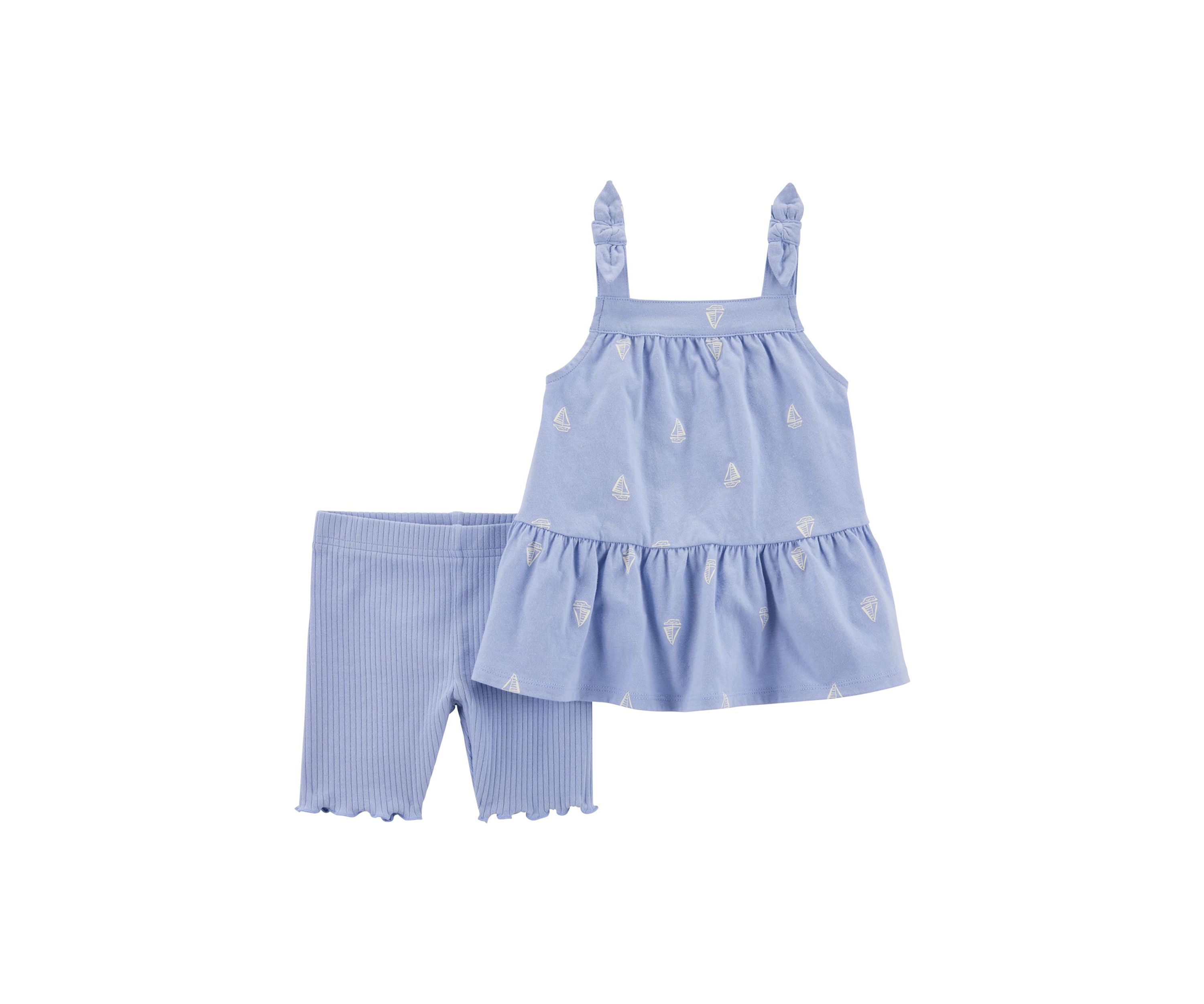 Toddler Girls Sailboat Printed Top and Shorts Set
