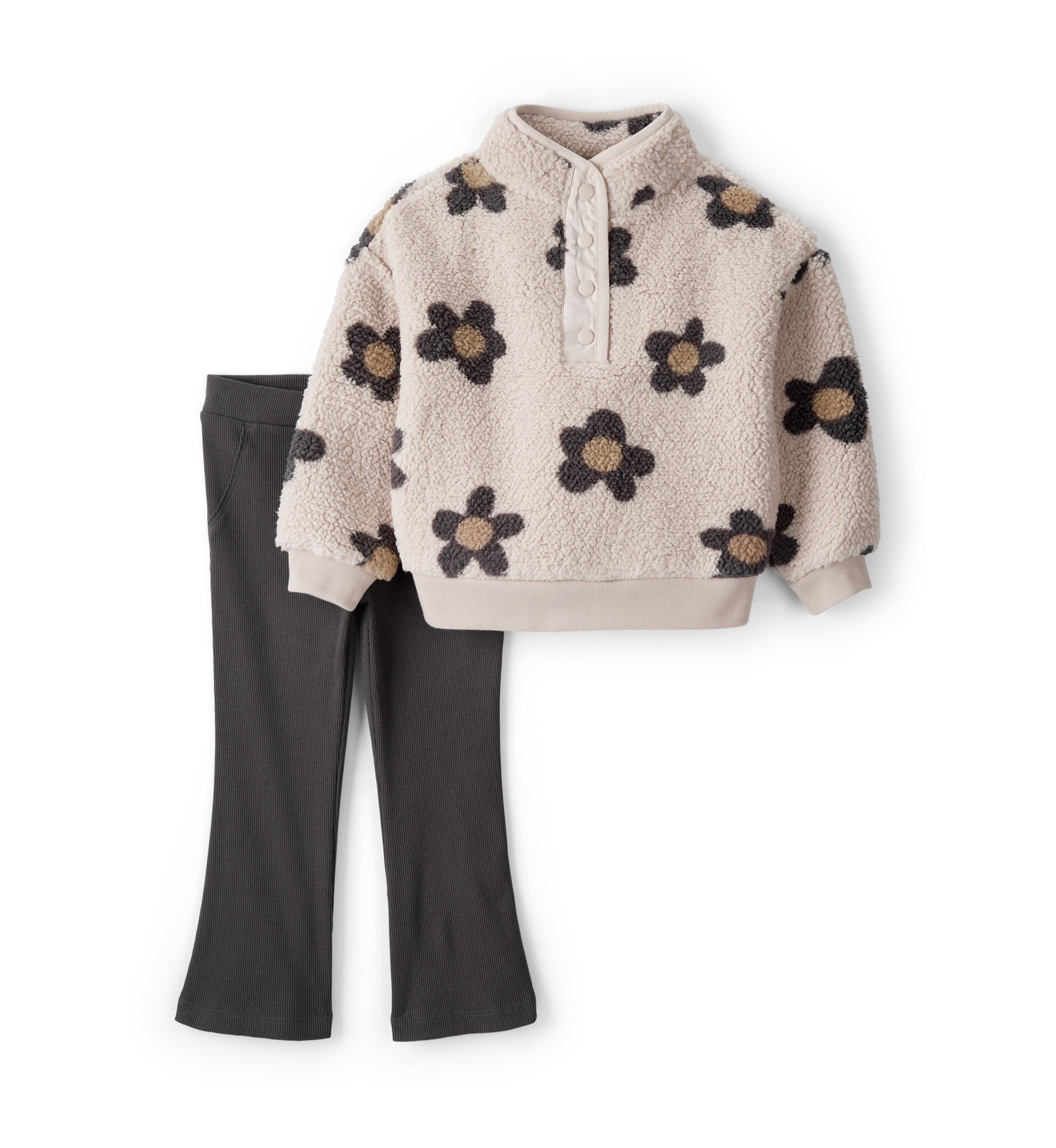 Toddler Girls Fleece Pullover Sweatshirt and Flare Pants Set