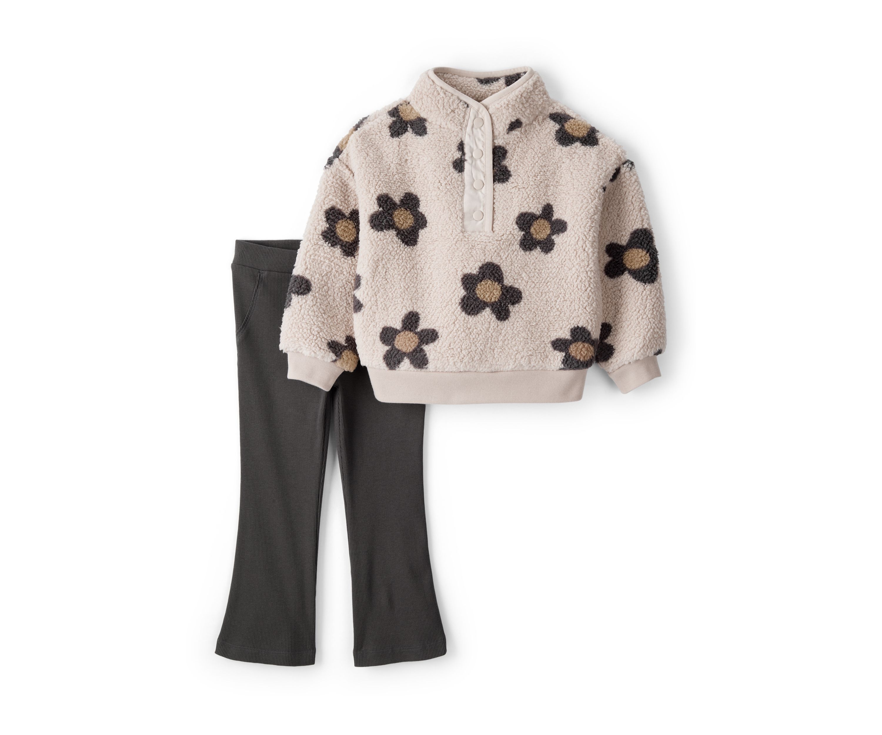 Toddler Girls Fleece Pullover Sweatshirt and Flare Pants Set