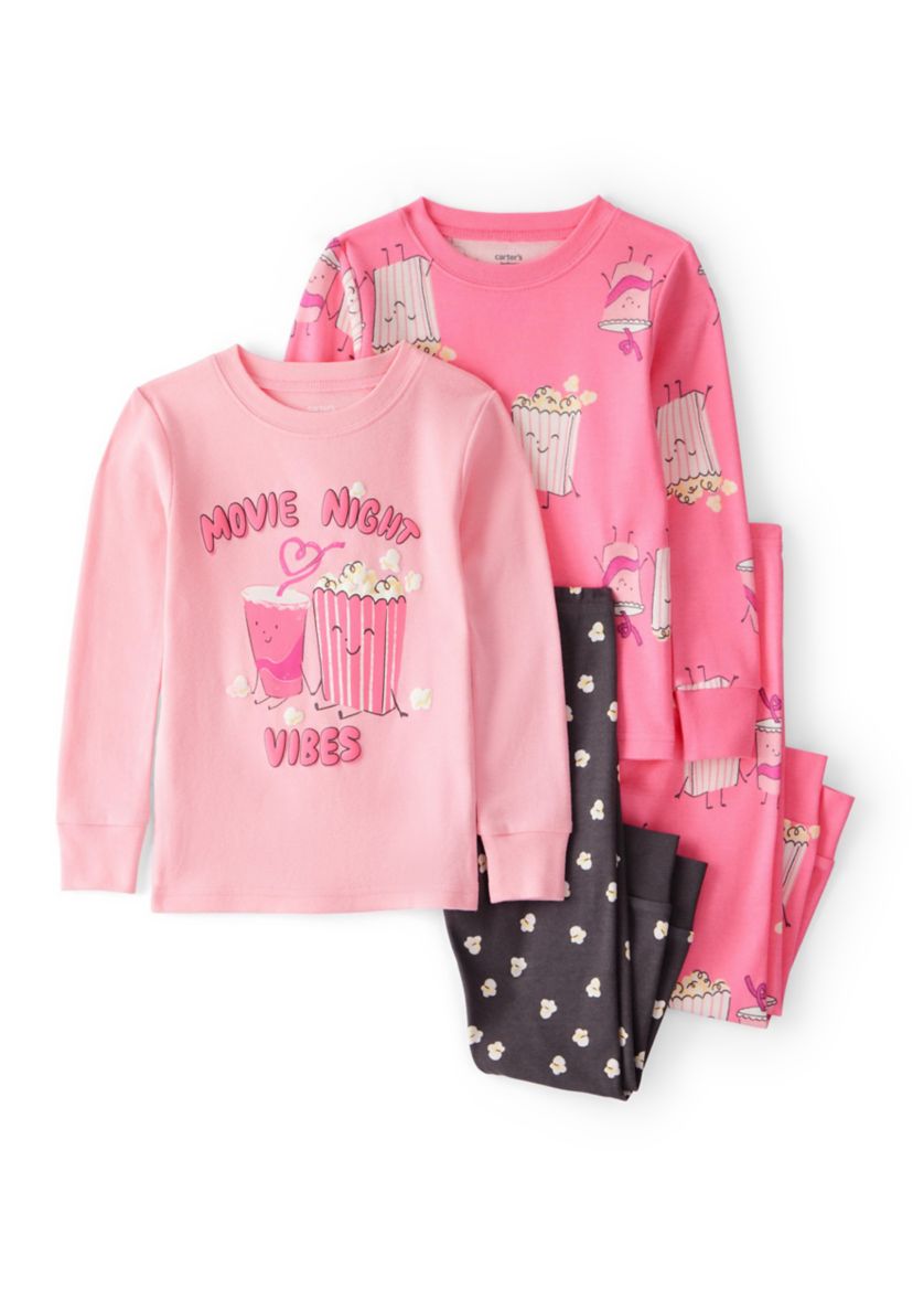 Toddler Girls 4 Piece Popcorn Pajama Set