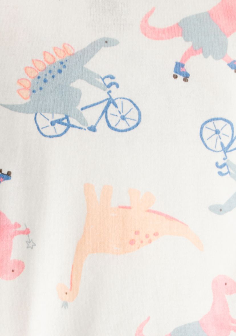 Toddler Girls Dinosaur Printed Four Piece Pajama Set