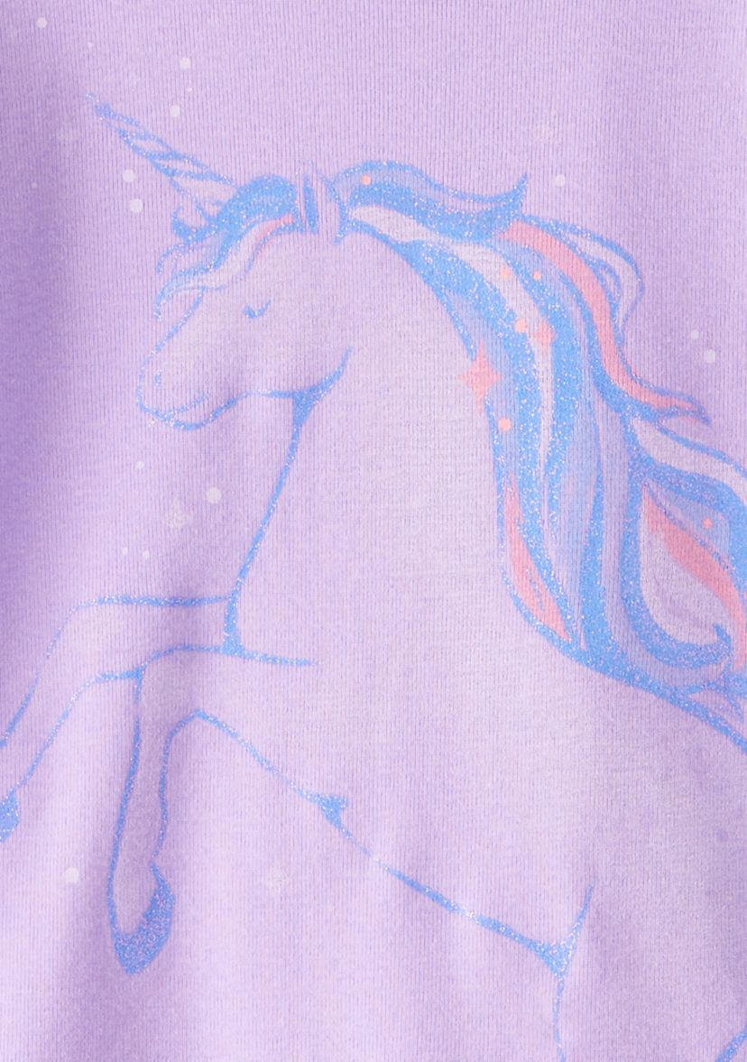 Toddler Girls Unicorn Four Piece Printed Pajama Set