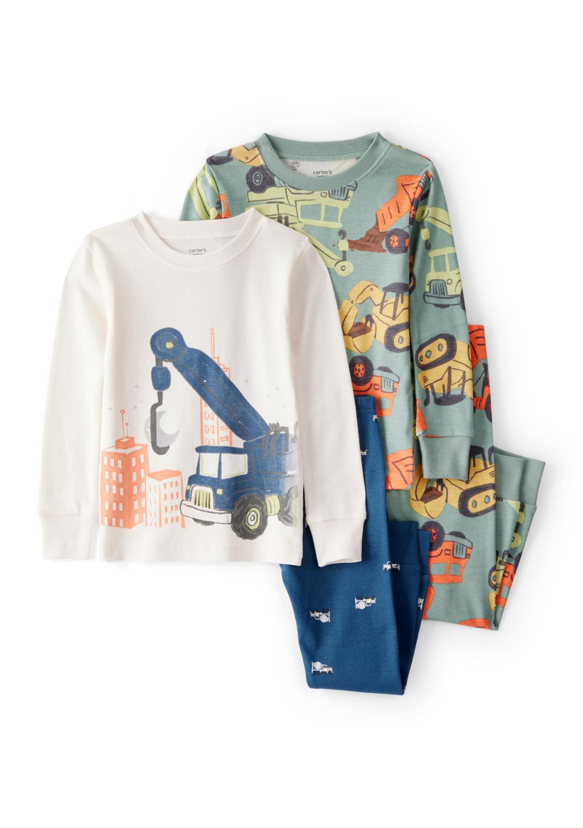 Toddler Boys Construction Four Piece Pajama Set