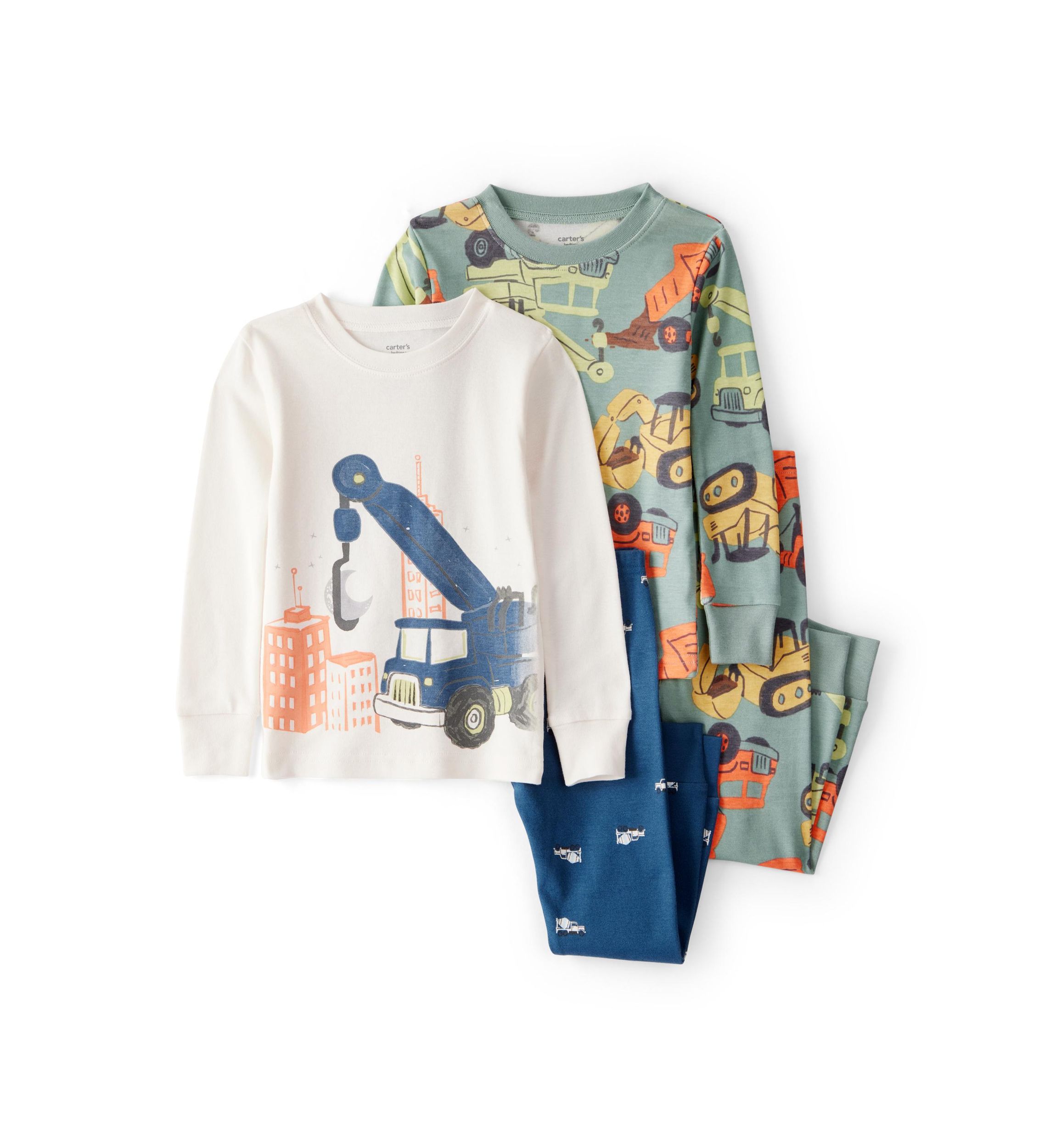 Toddler Boys Construction Four Piece Pajama Set