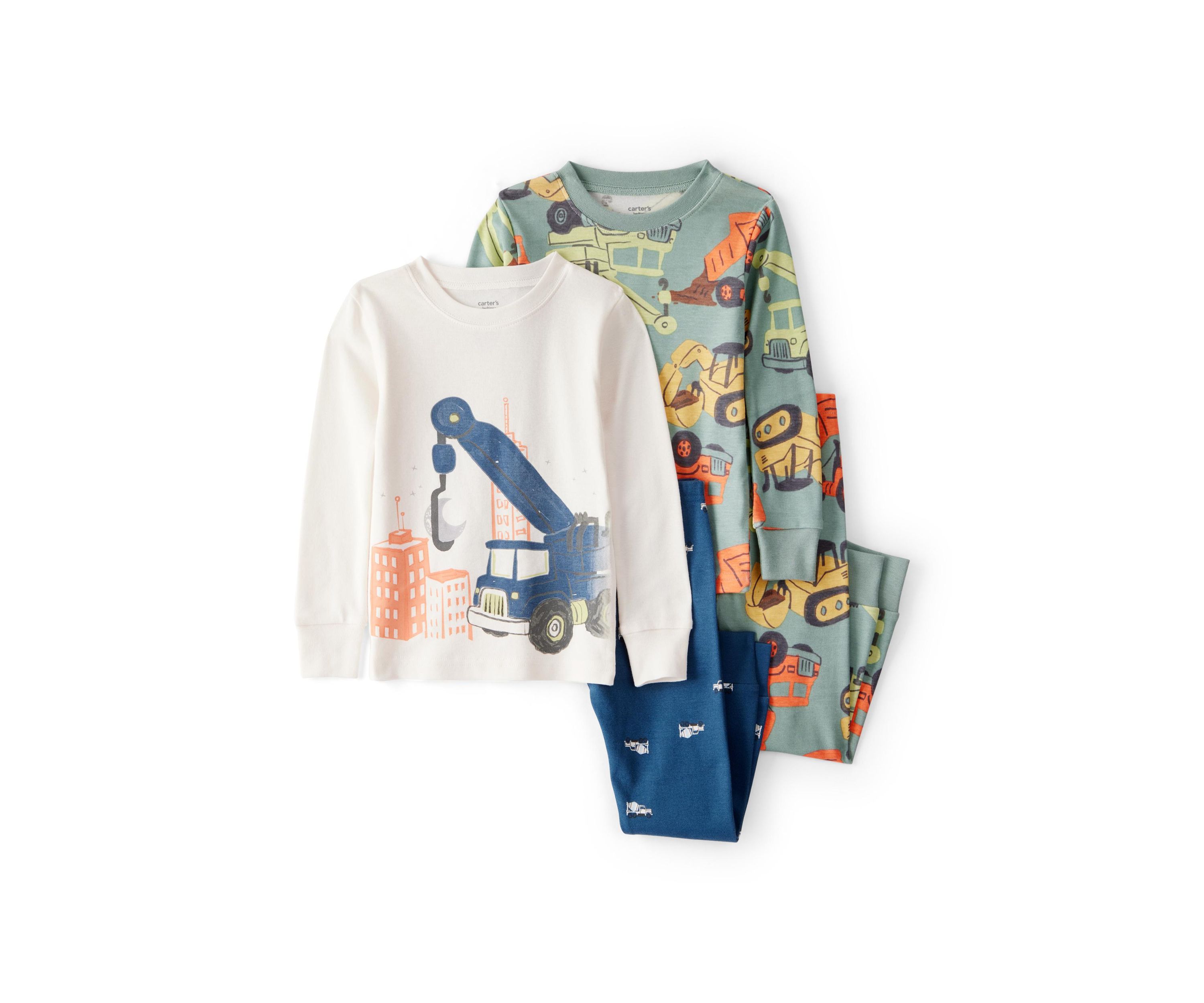 Toddler Boys Construction Four Piece Pajama Set
