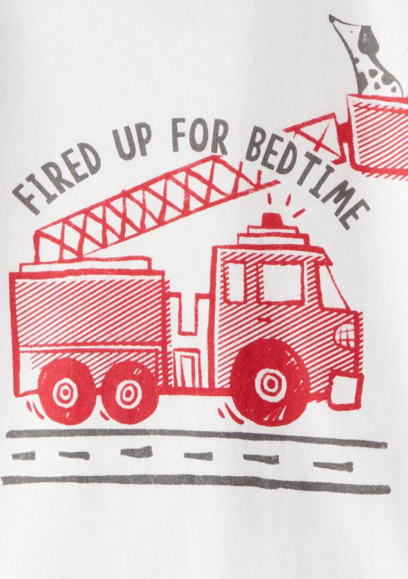 Toddler Boys Fire Truck 4 Piece Pajama Set