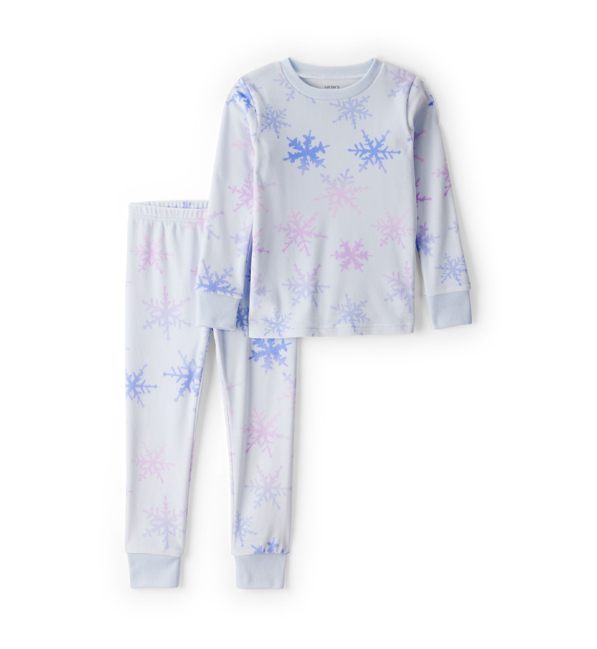 Toddler Girls Snowflake Tie Dye Velour Long-Sleeve Loose Fit 2-Piece Pajamas
