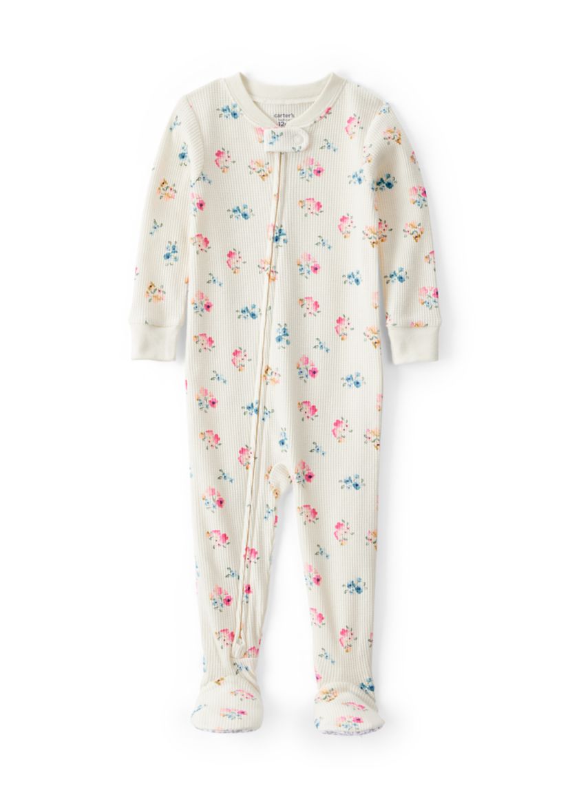 Toddler Girls Flower Print One Piece Pajama  