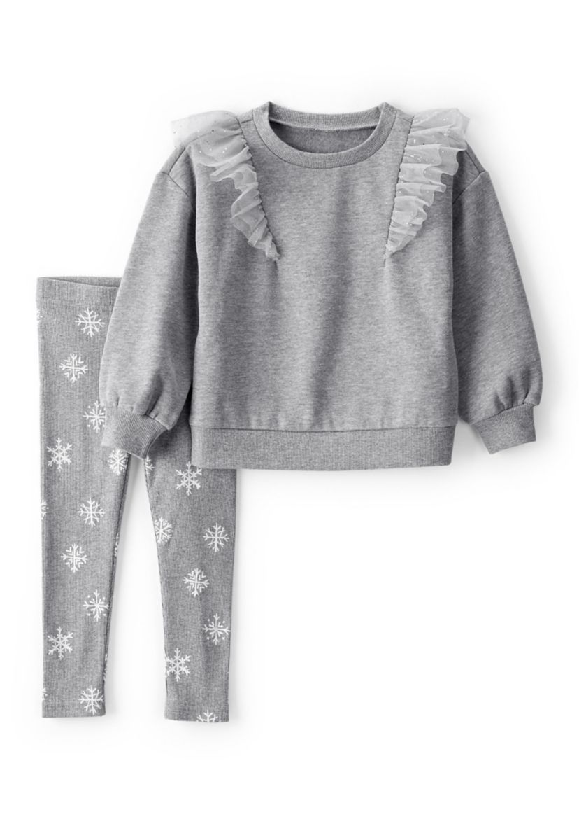 Toddler Girls Snowflake Sweatshirt and Printed Leggings Set