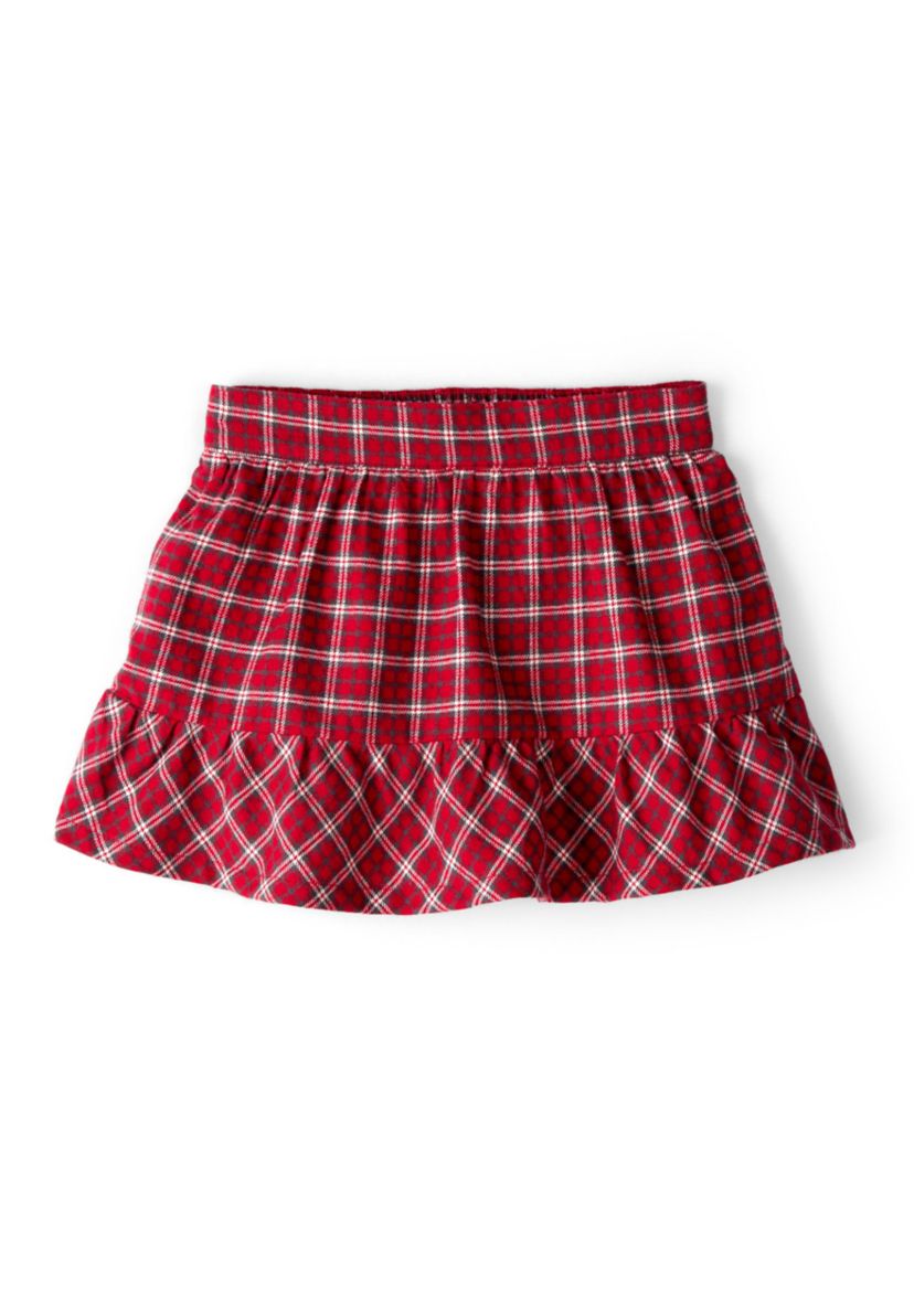 Toddler Girls Christmas Plaid Printed Skirt