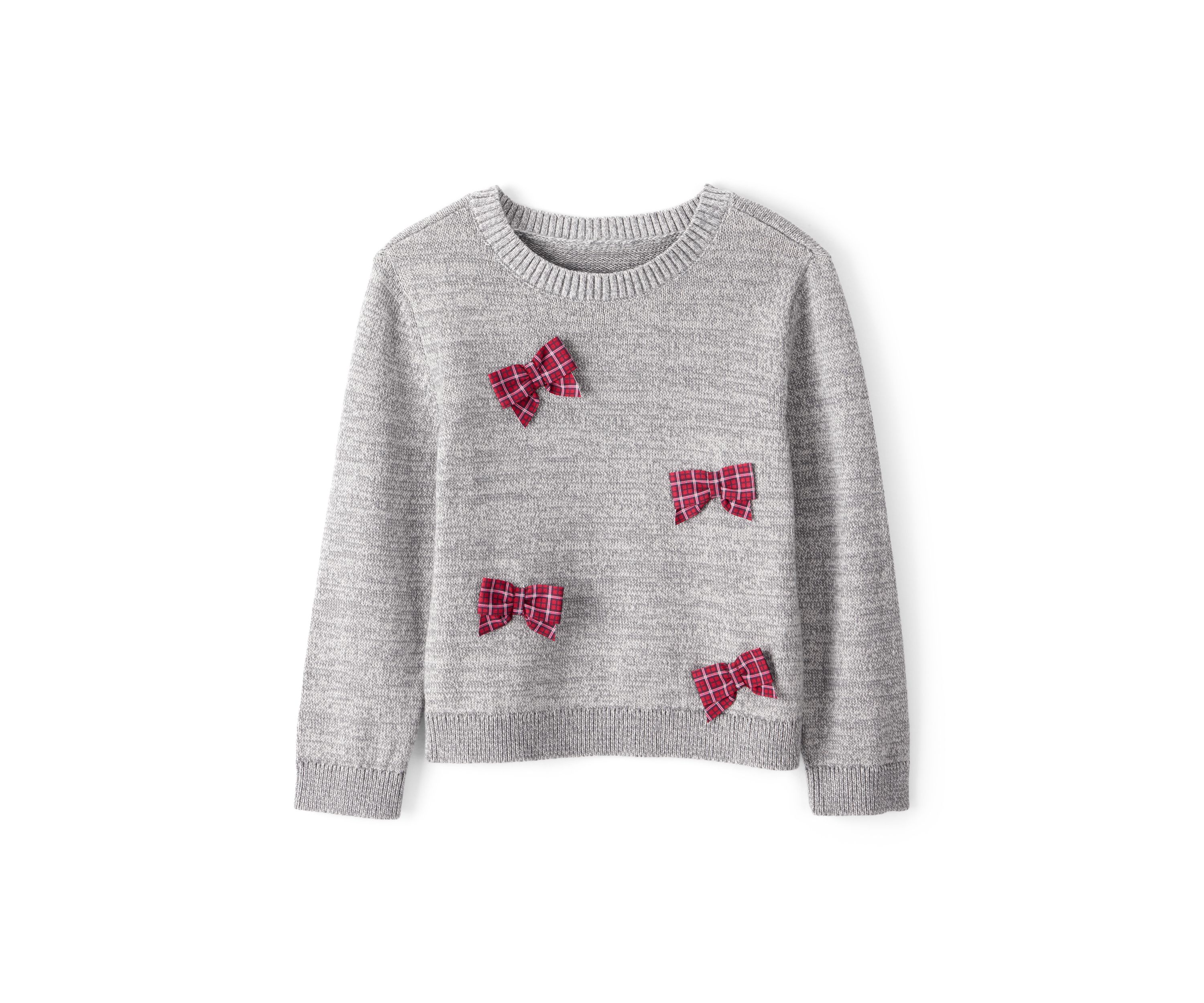 Toddler Girls Bow Accented Christmas Sweater