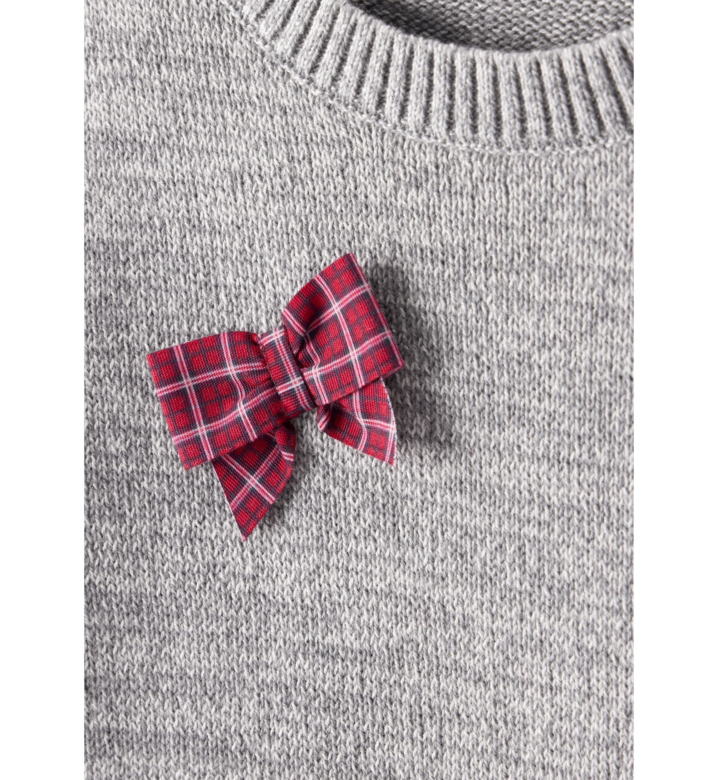 Toddler Girls Bow Accented Christmas Sweater