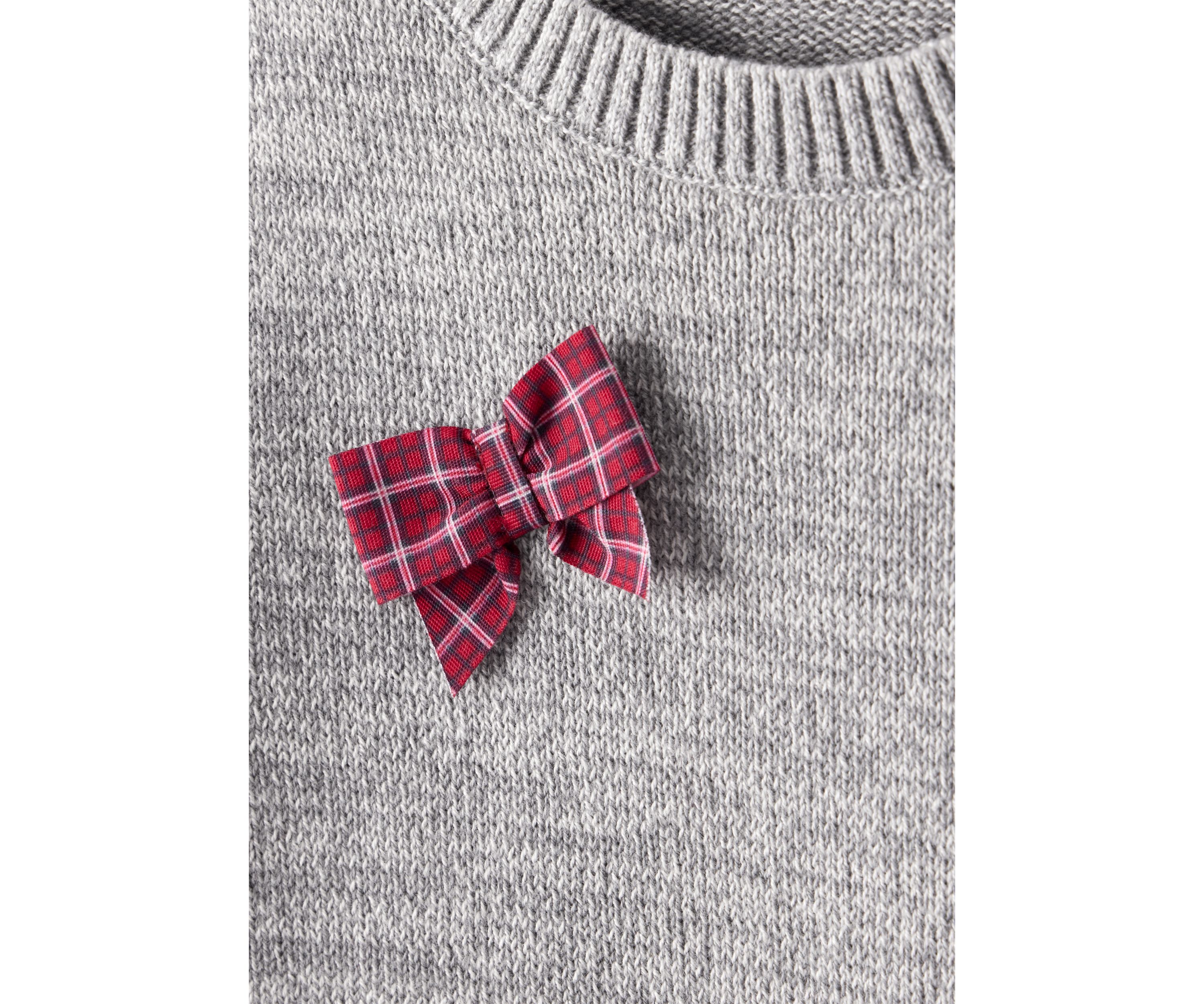 Toddler Girls Bow Accented Christmas Sweater