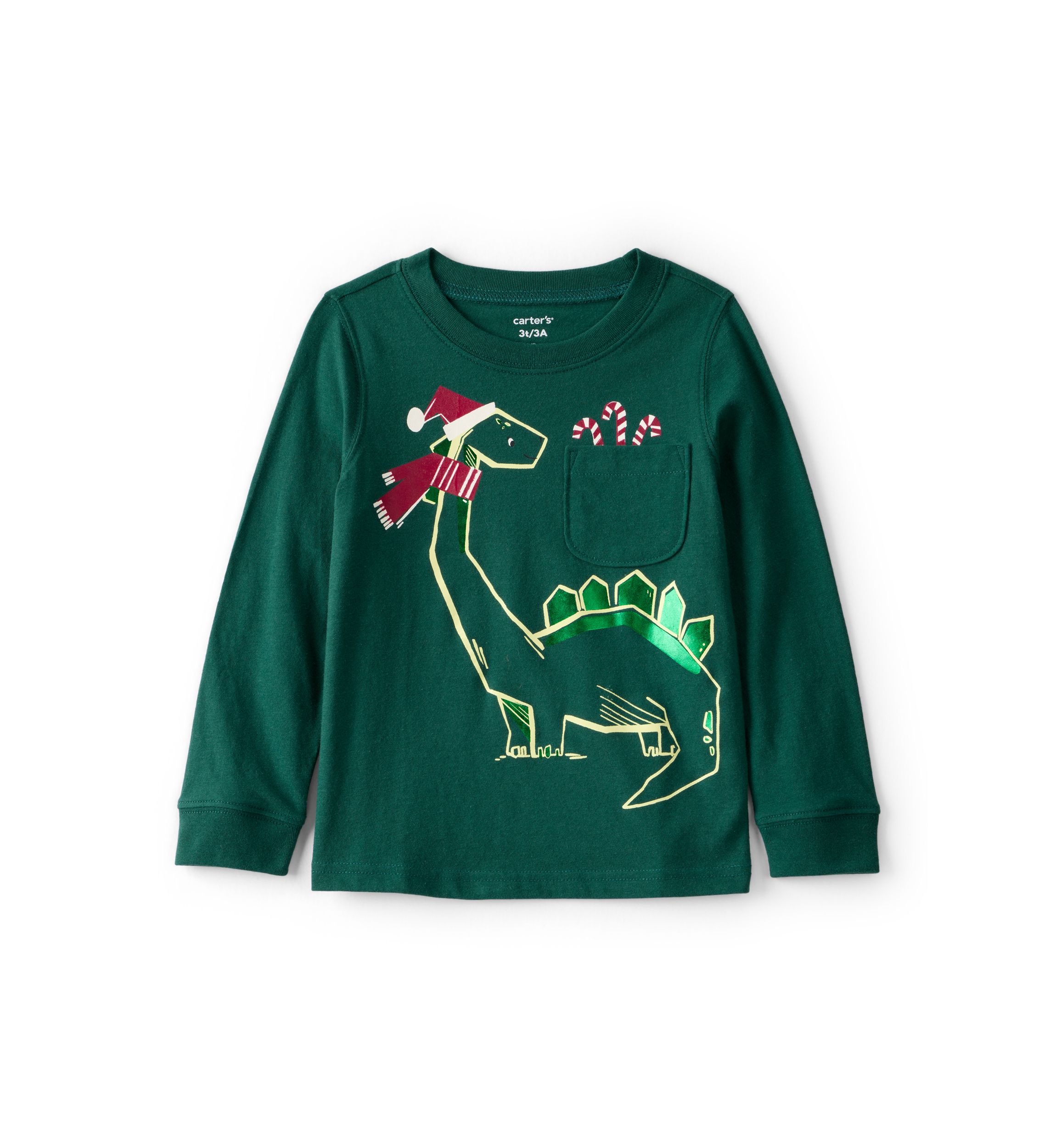 Toddler Boys Festive Dinosaur Graphic Knit Shirt