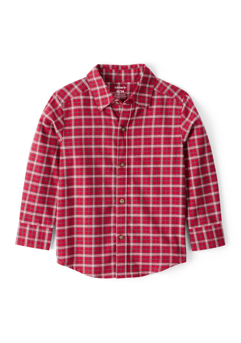 Toddler Boys Plaid Printed Woven Shirt
