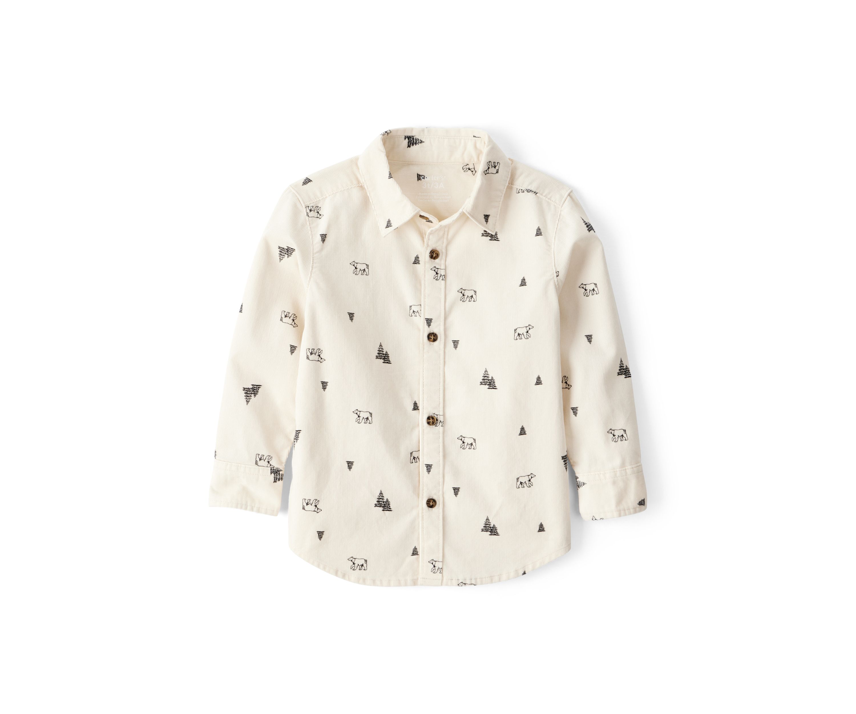 Toddler Boys Christmas Tree Button Down Pajama Shirt 