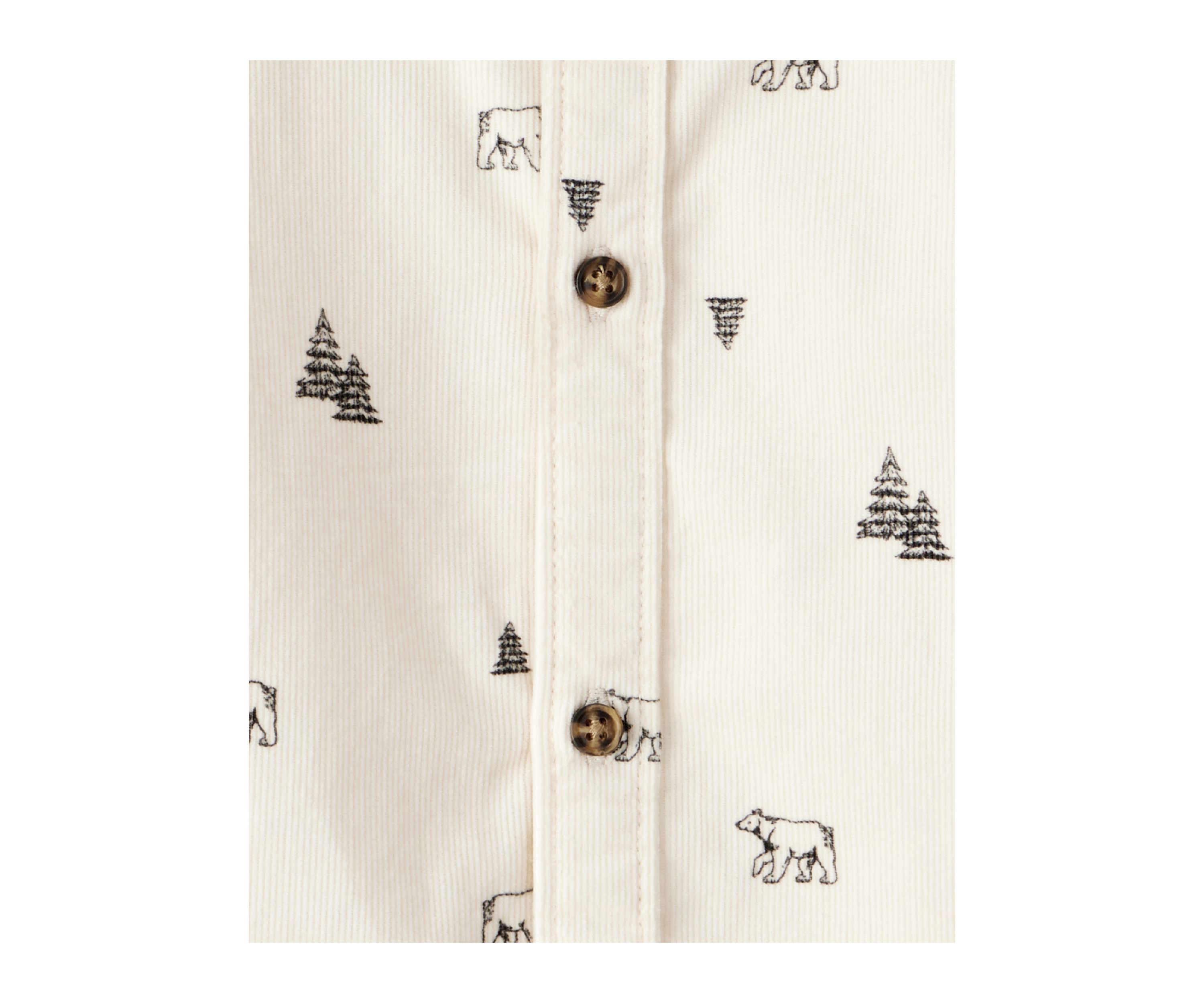 Toddler Boys Christmas Tree Button Down Pajama Shirt 